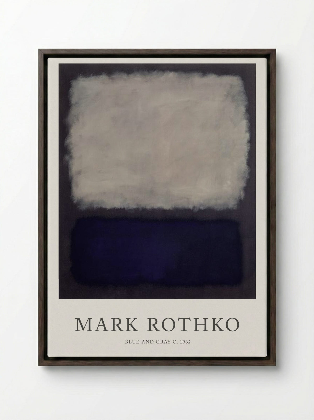 Blue and Gray - Mark Rothko - Framed Canvas Dark Wood