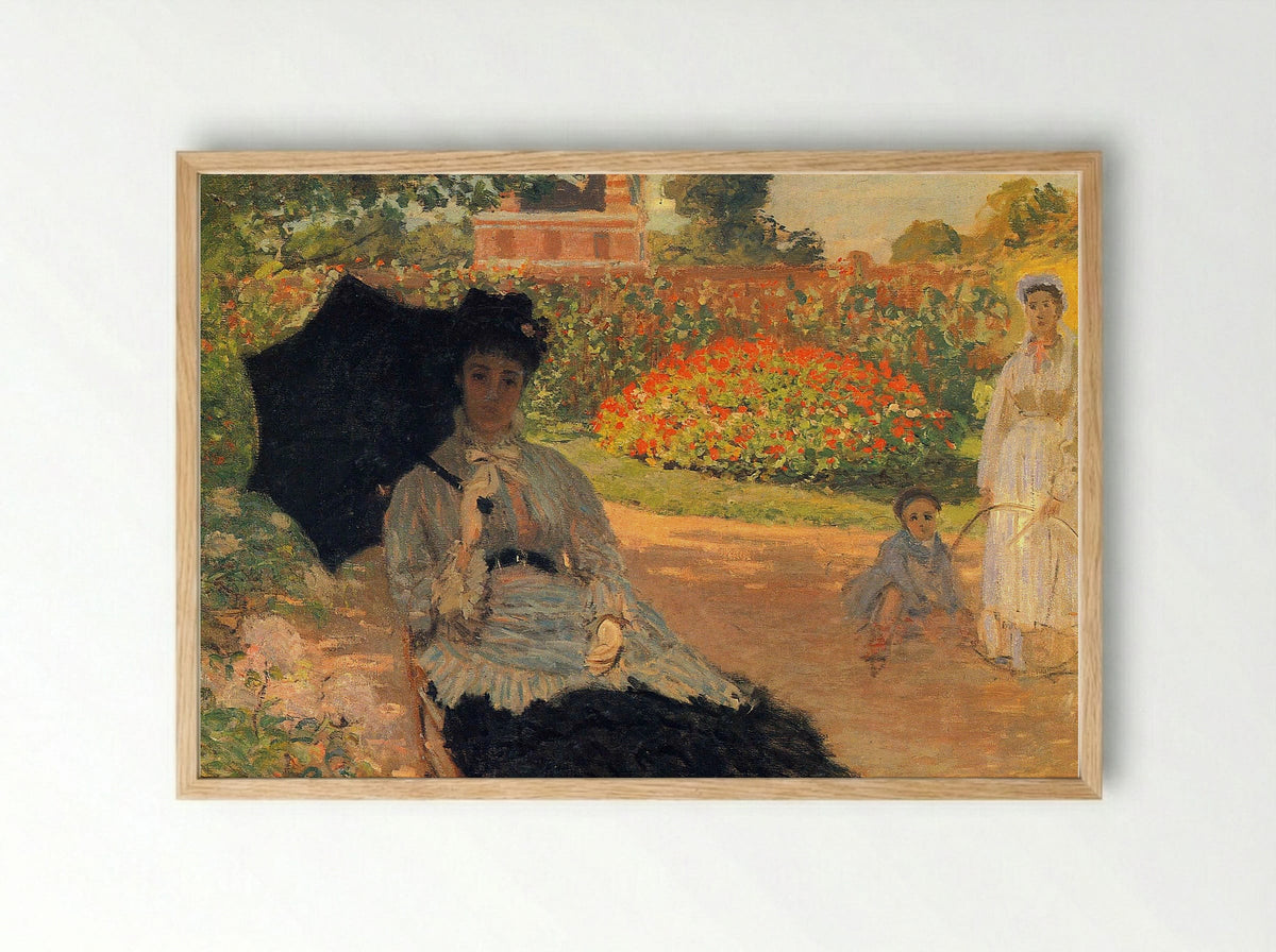 Camille Monet in the Garden at Argenteuil - Claude Monet - Framed Print Wood
