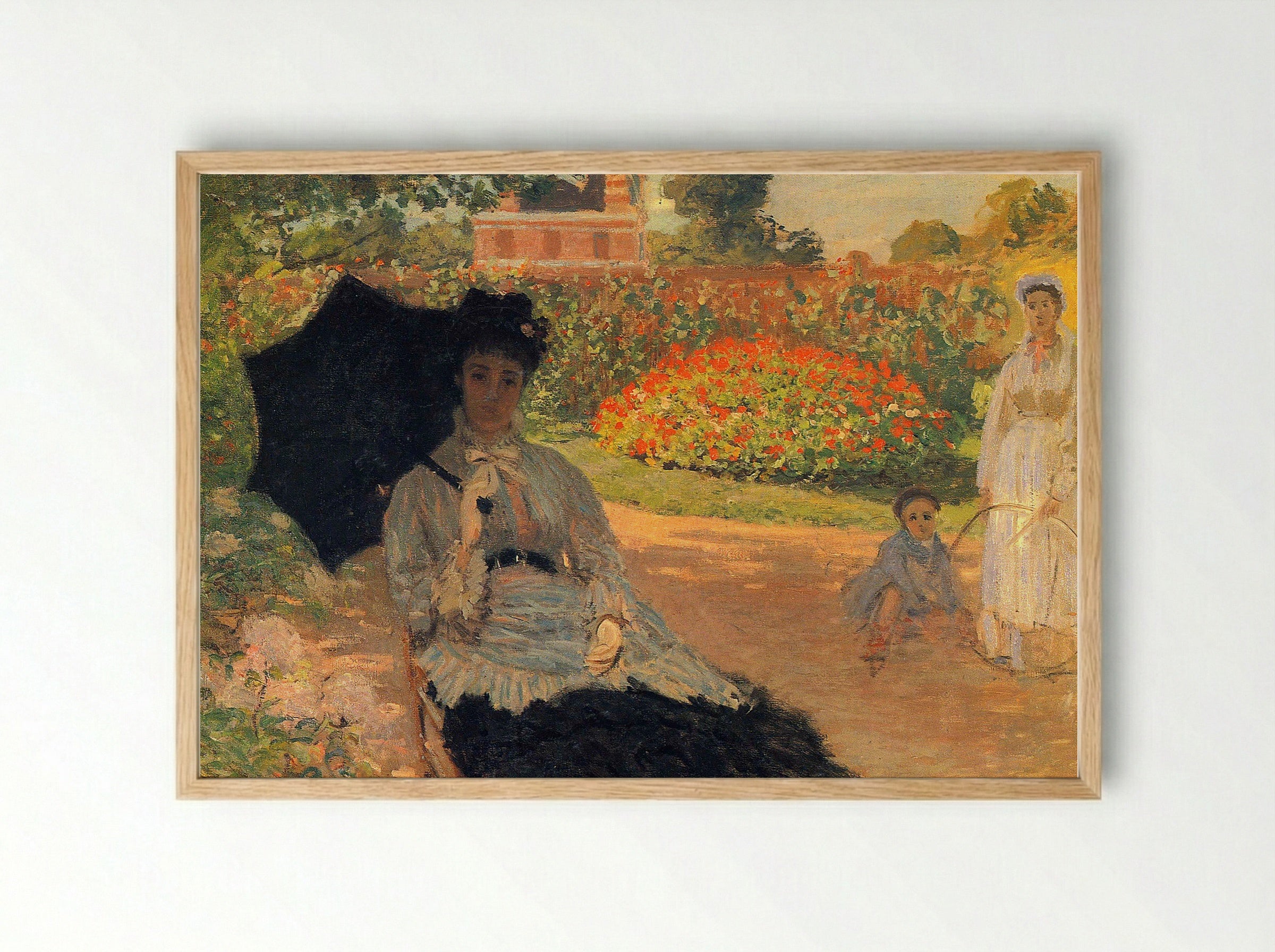 Camille Monet in the Garden at Argenteuil - Claude Monet - Framed Print Wood