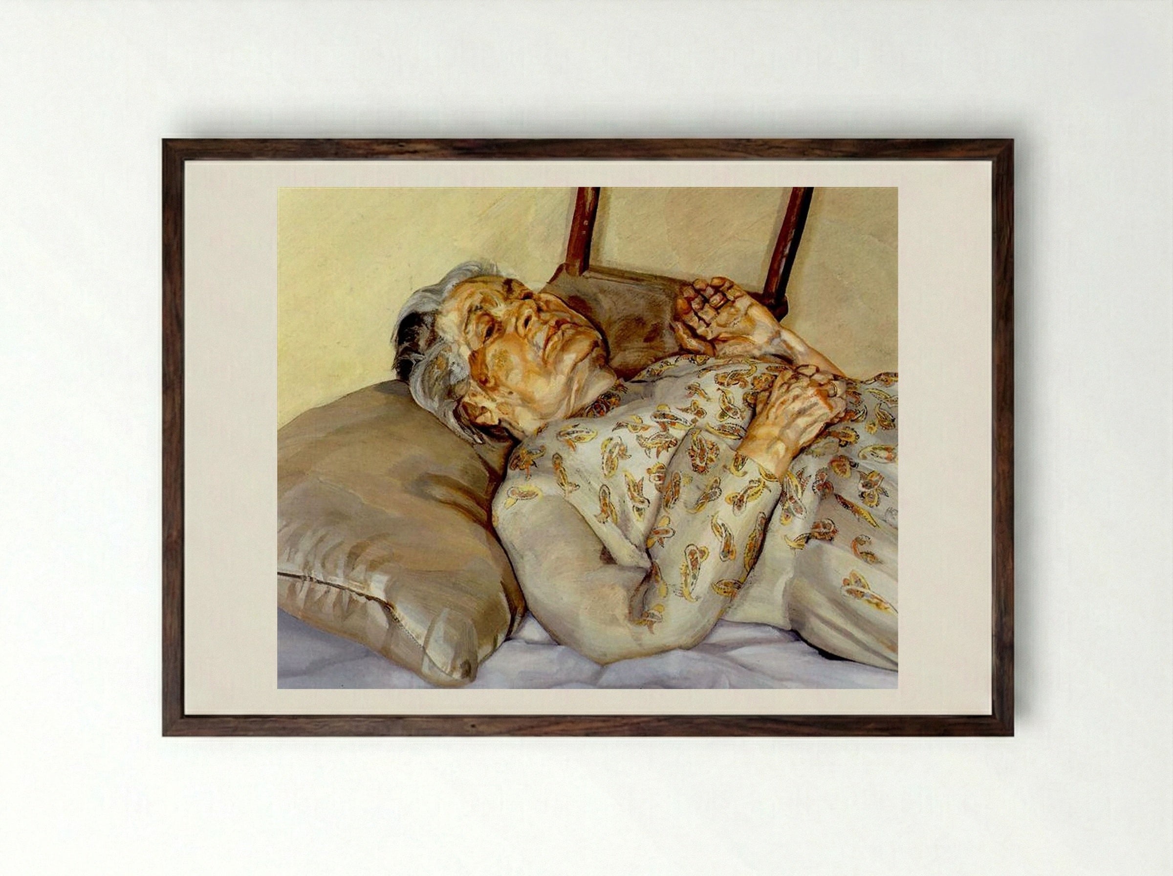 The Painter's Mother Resting III - Lucian Freud - Framed Print Dark Wood