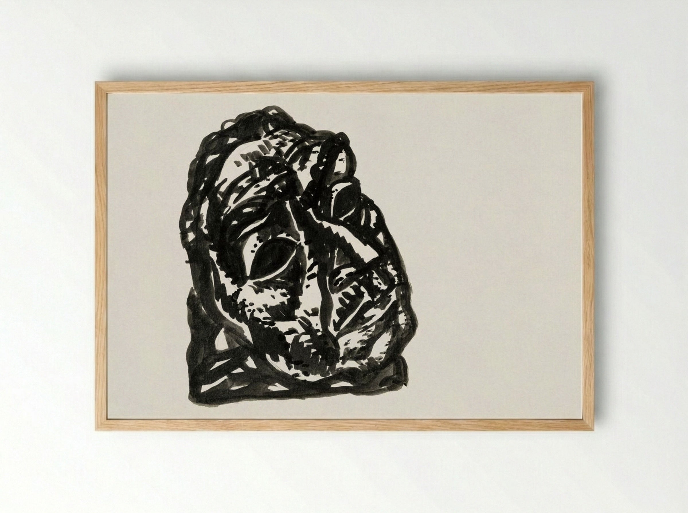 Head of a Man Looking Obliquely to the Top Right - Leo Gestel - Framed Print Wood