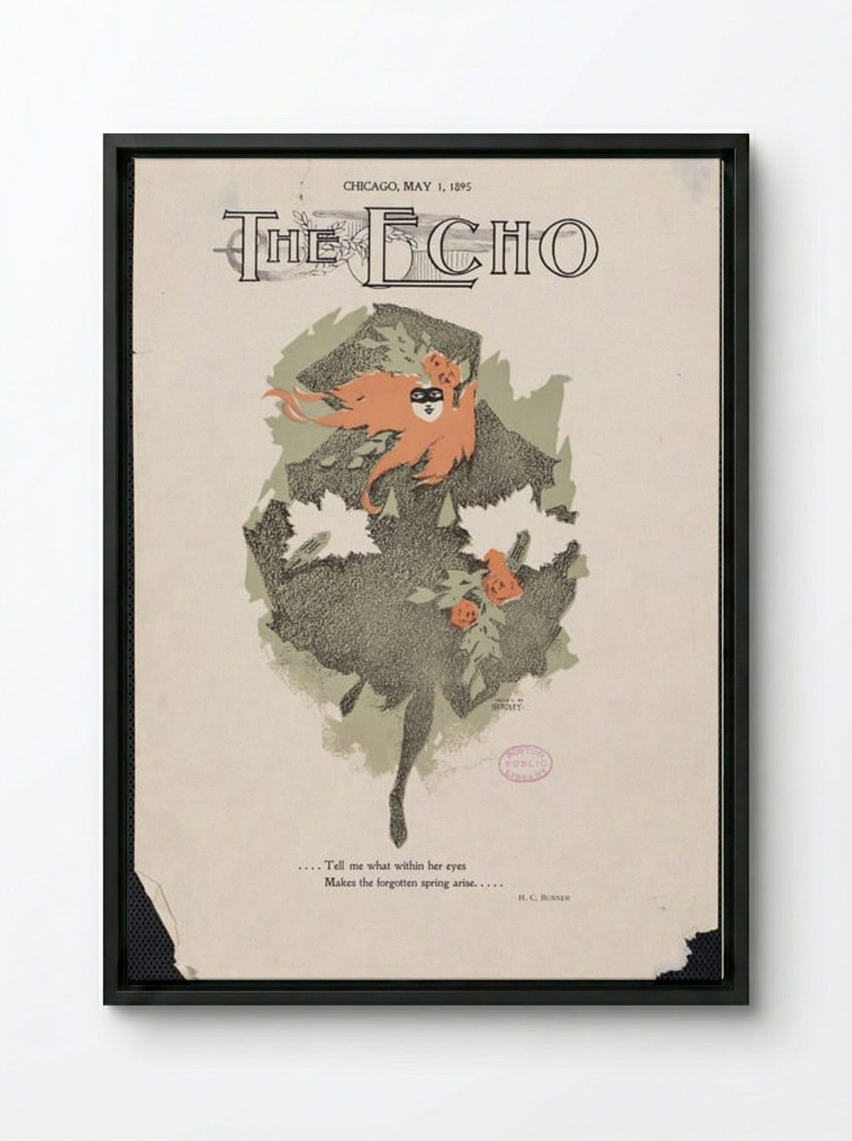 The Echo, Chicago, May 1, 1895 - Will H. Bradley - Framed Canvas Black