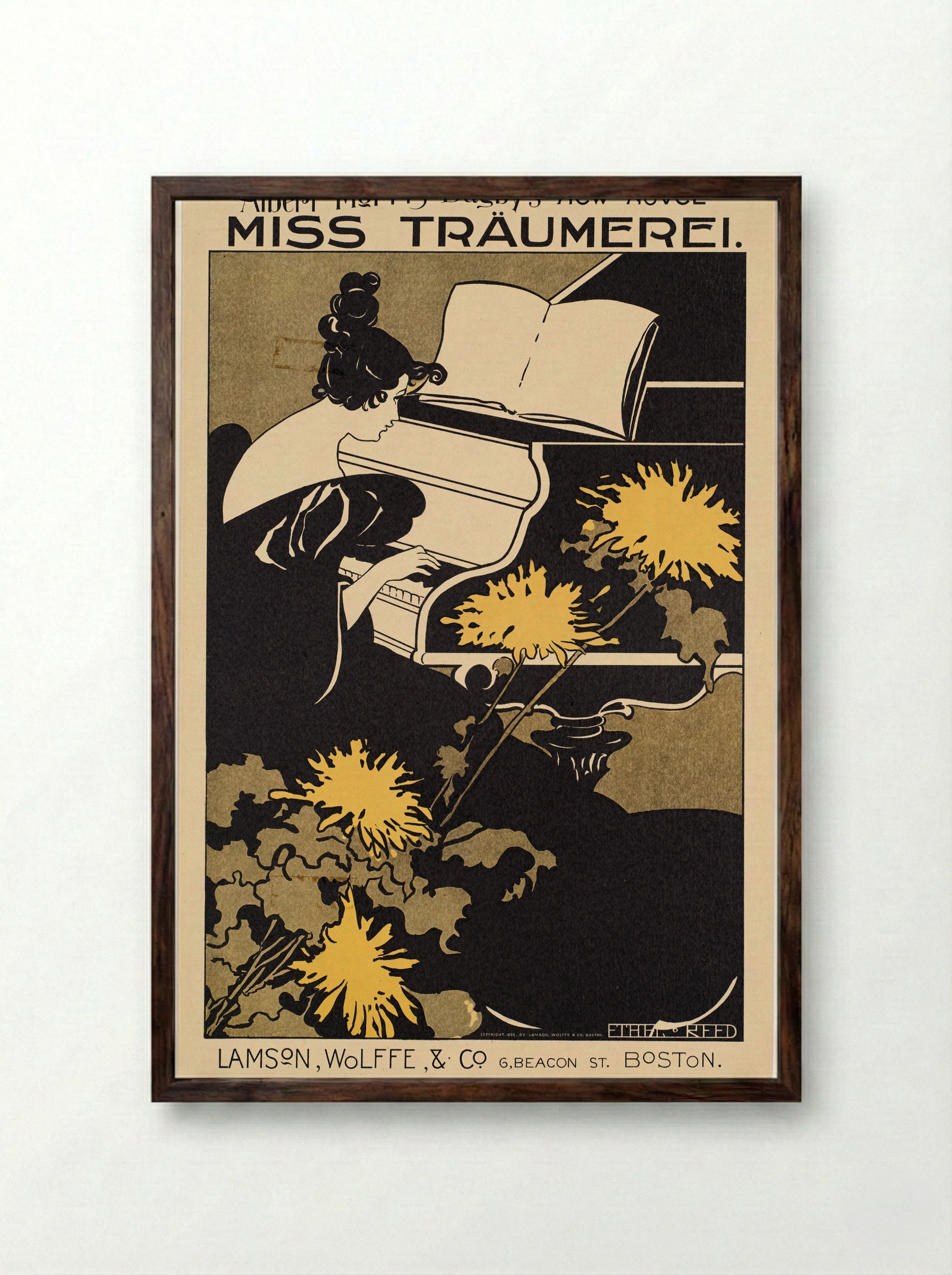 Miss Traumerei (Poster for Albert Morris Bagby's Novel) - Ethel Reed - Framed Print Dark Wood