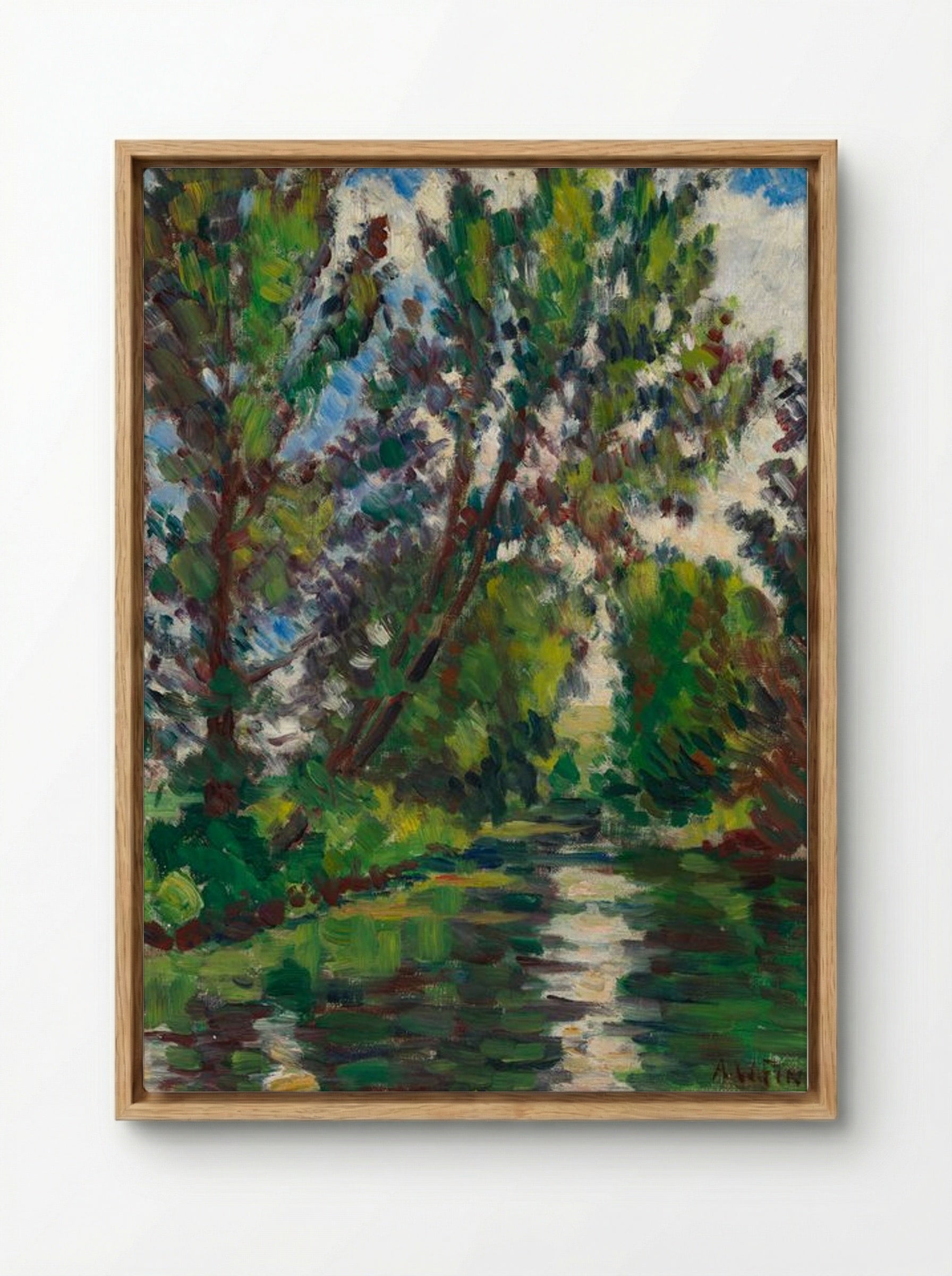 River Landscape - Alfred William Finch - Framed Canvas Wood
