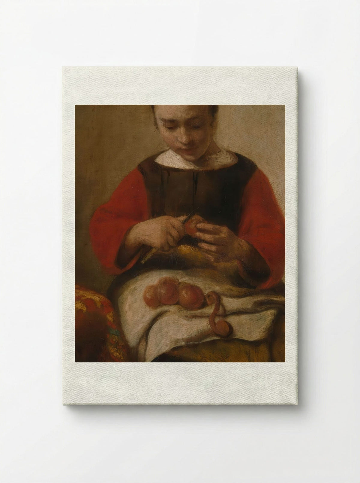 Young Woman Peeling Apples - Eglon van der Neer - Canvas
