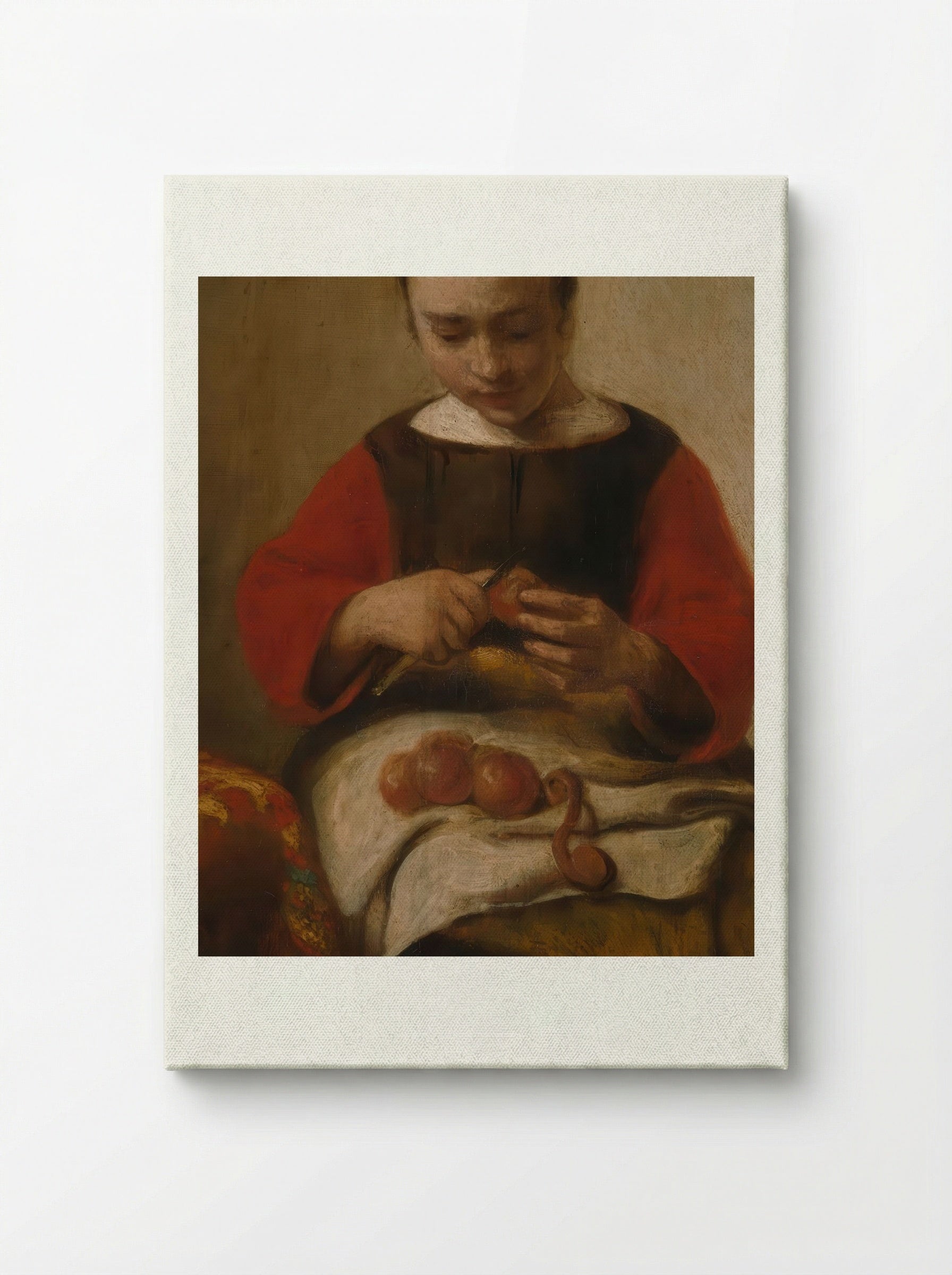 Young Woman Peeling Apples - Eglon van der Neer - Canvas