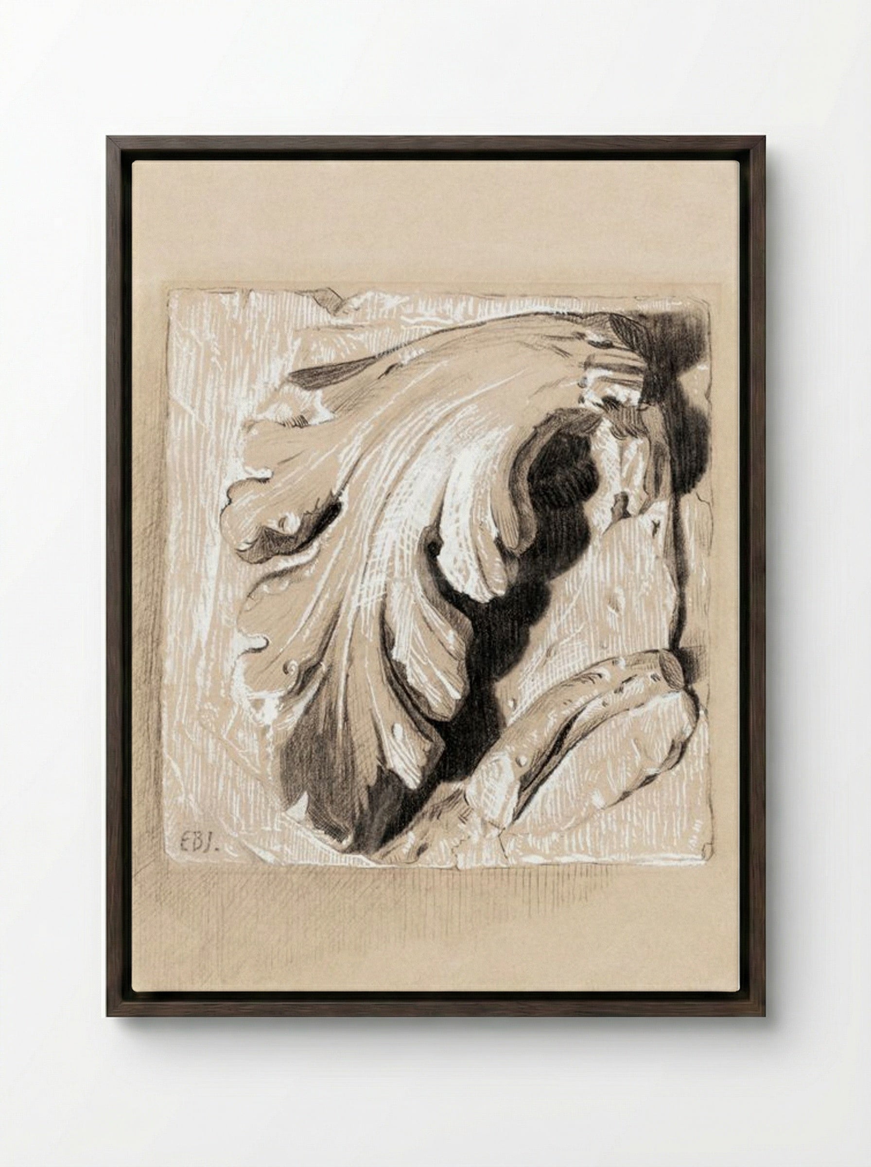 A Fragment from an Antique Frieze - Edward Burne-Jones - Framed Canvas Dark Wood