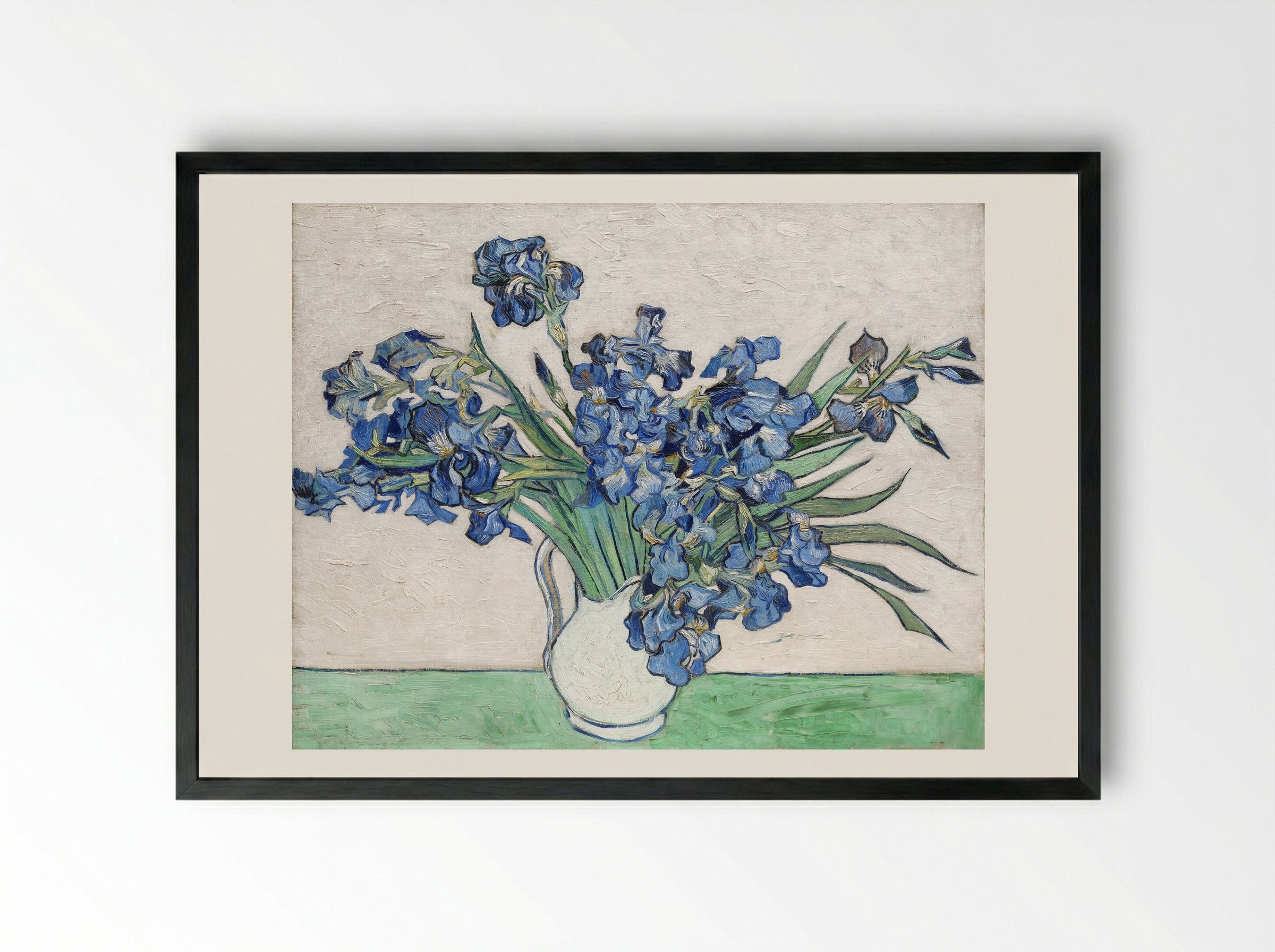 Vase with Irises - Vincent van Gogh - Framed Print Black