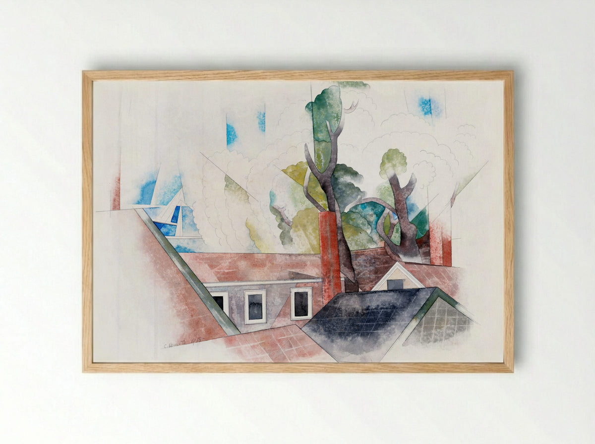 Rooftops and Trees - Charles Demuth - Framed Print Wood