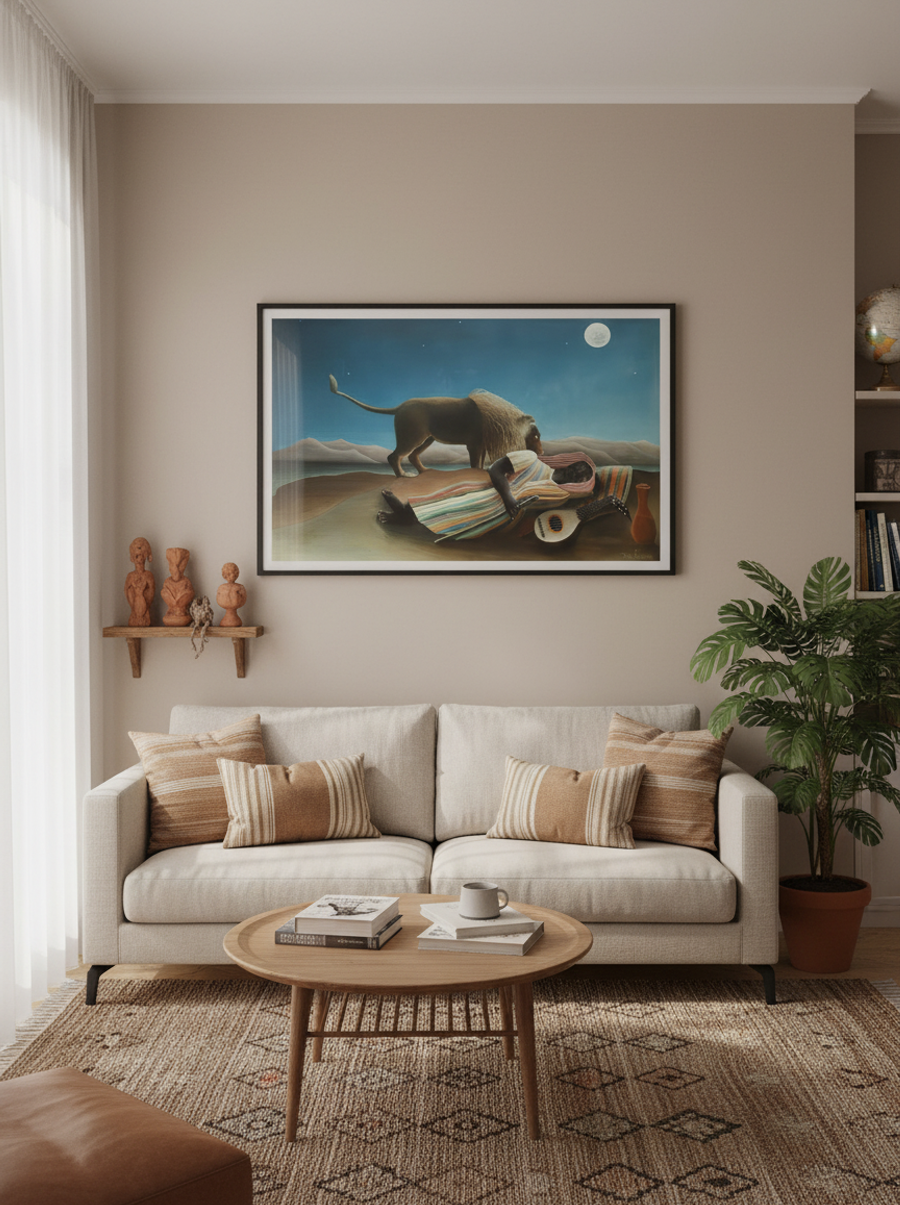 The Sleeping Gypsy by Henri Rousseau – Naïve Art Surreal Desert Scene Print - Lifestyle