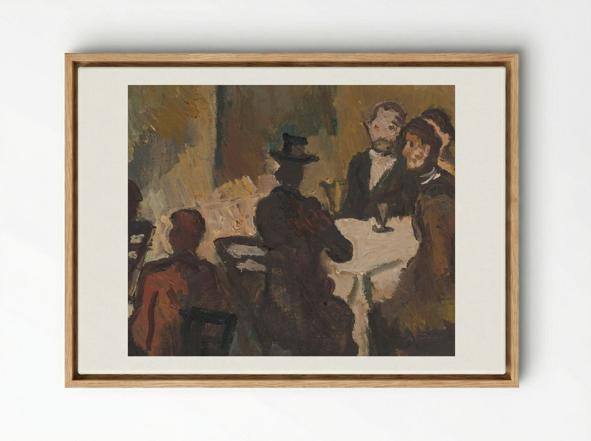 Company in a Coffee Shop - Cyprián Majerník - Framed Canvas Wood