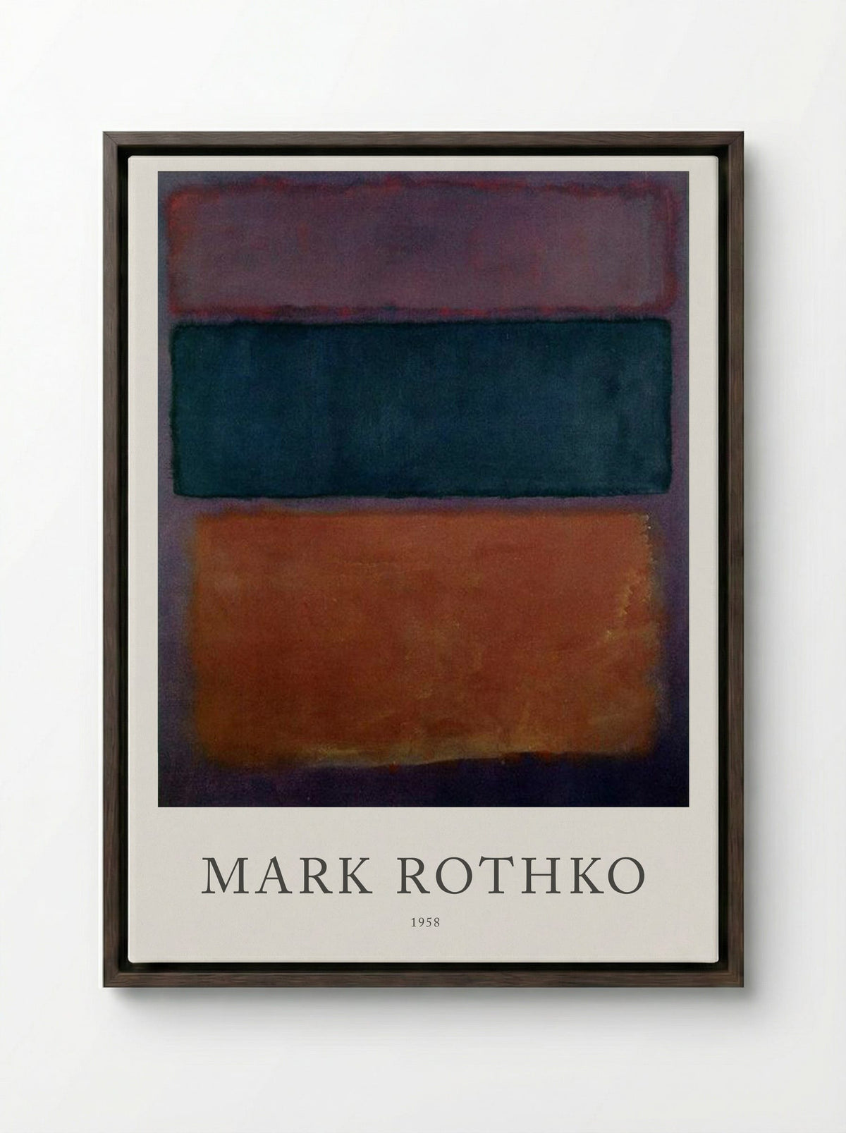 Untitled (Three Rectangles, 1958) - Mark Rothko - Framed Canvas Dark Wood