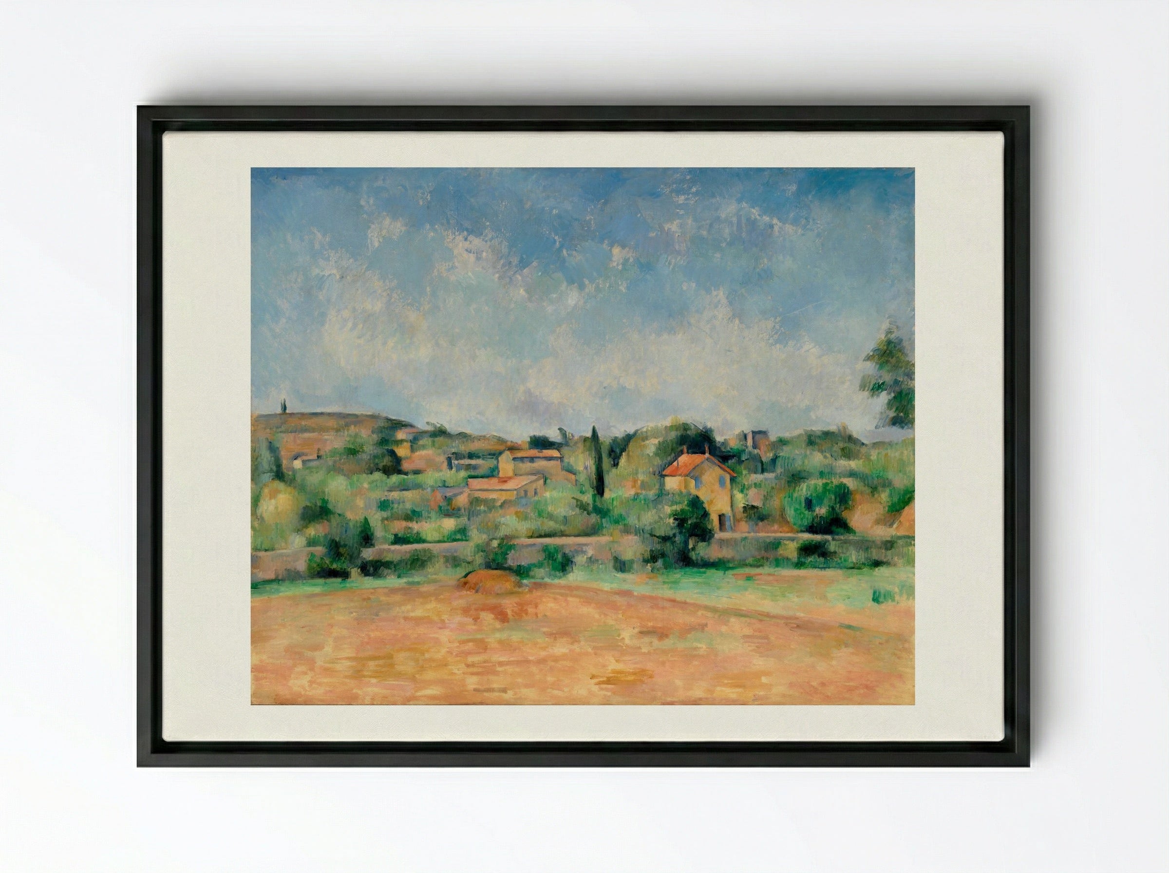 The Bellevue Plain (also called The Red Earth) - Paul Cézanne - Framed Canvas Black