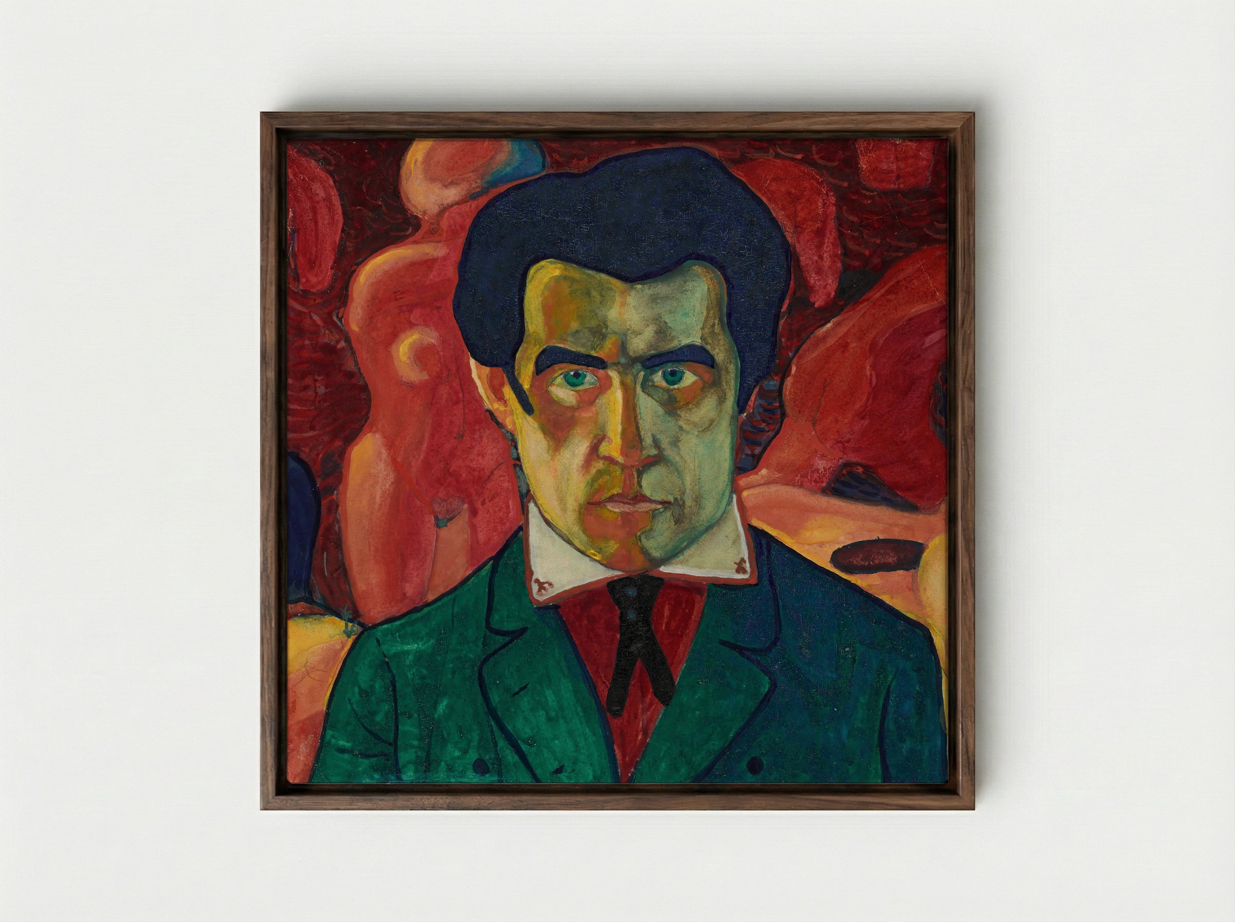 Self-Portrait - Kazimir Malevich - Framed Canvas Dark Wood