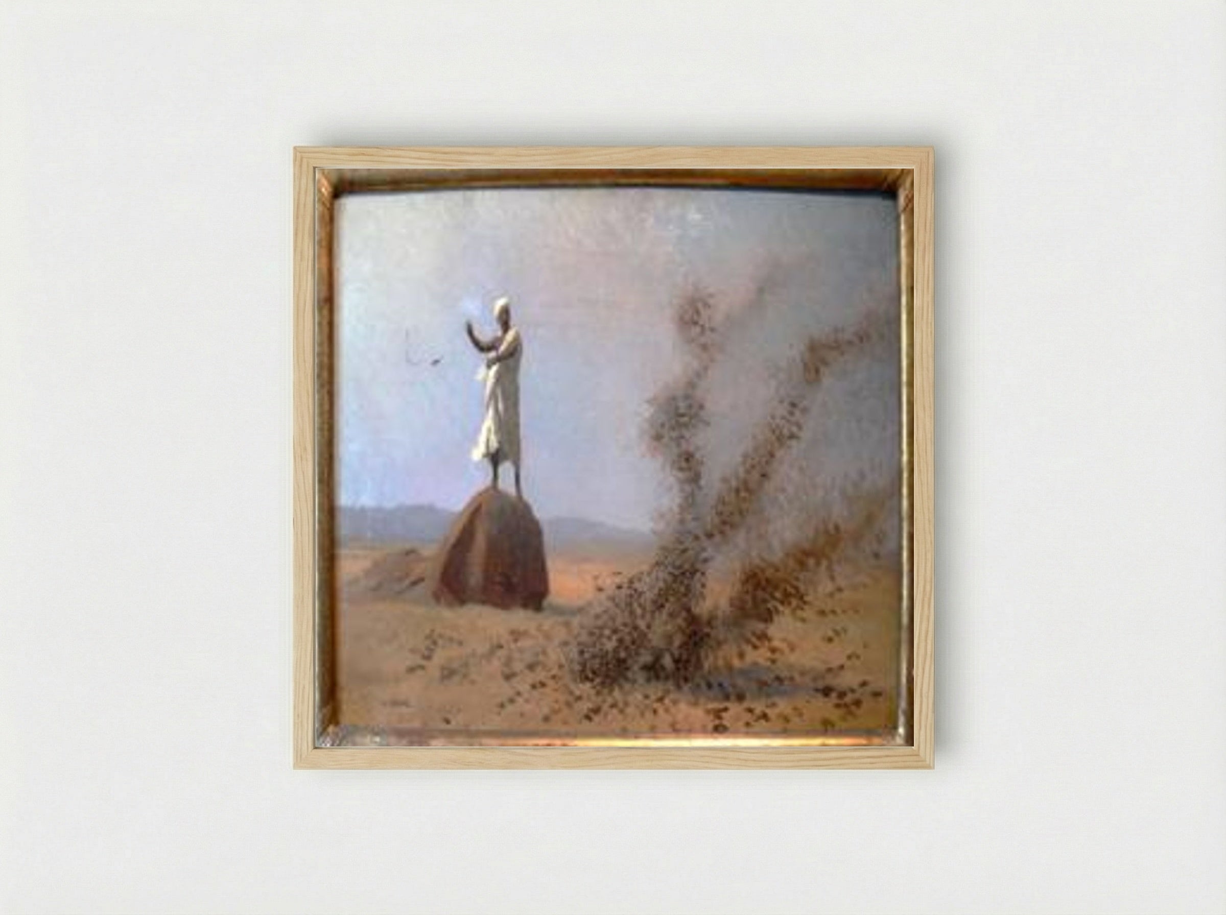 Arab Frightening Larks Away (Unfinished) - Jean-Léon Gérôme - Framed Print Wood
