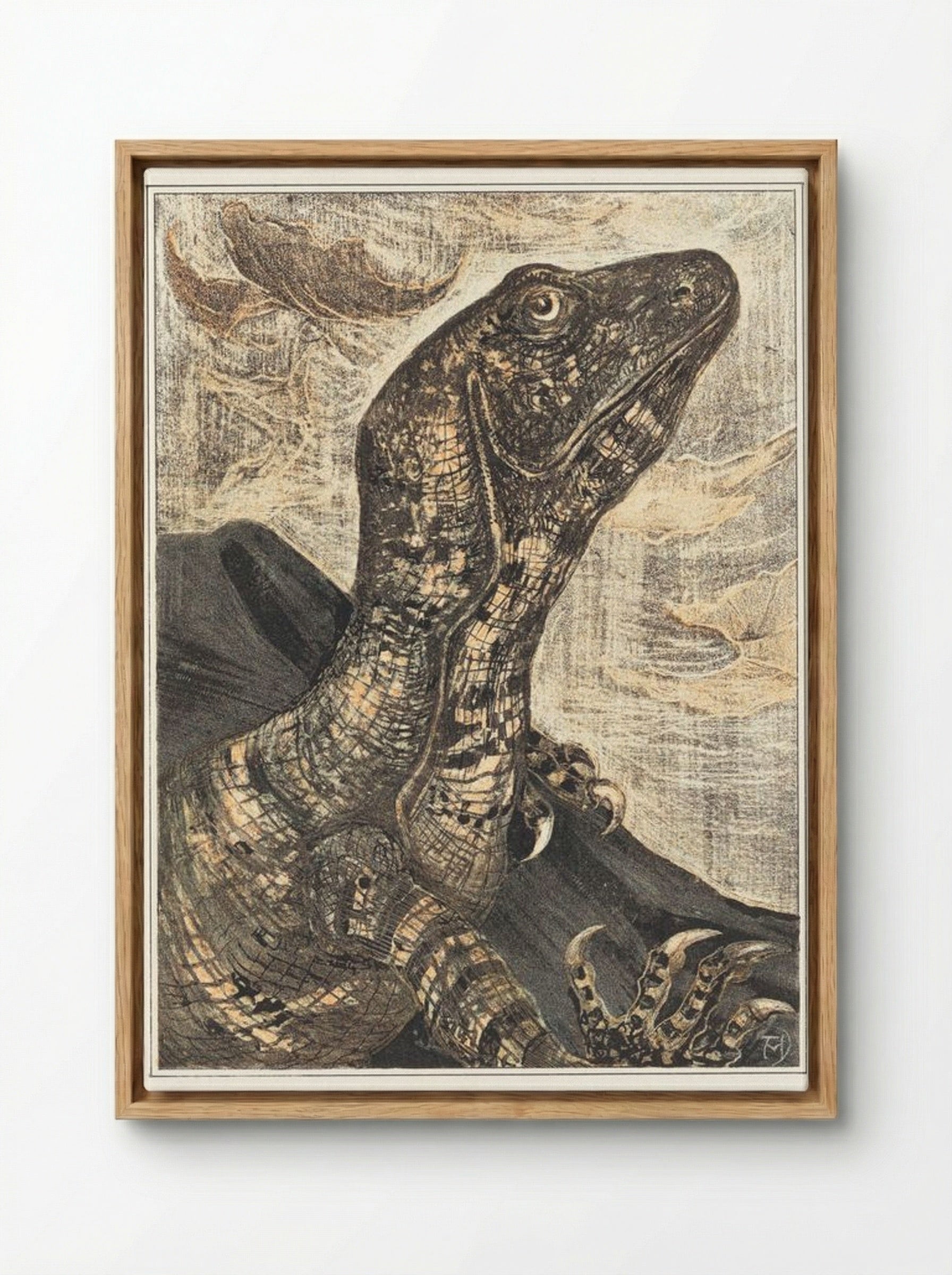 Leguaan (Monitor Lizard) - Theo van Hoytema - Framed Canvas Wood