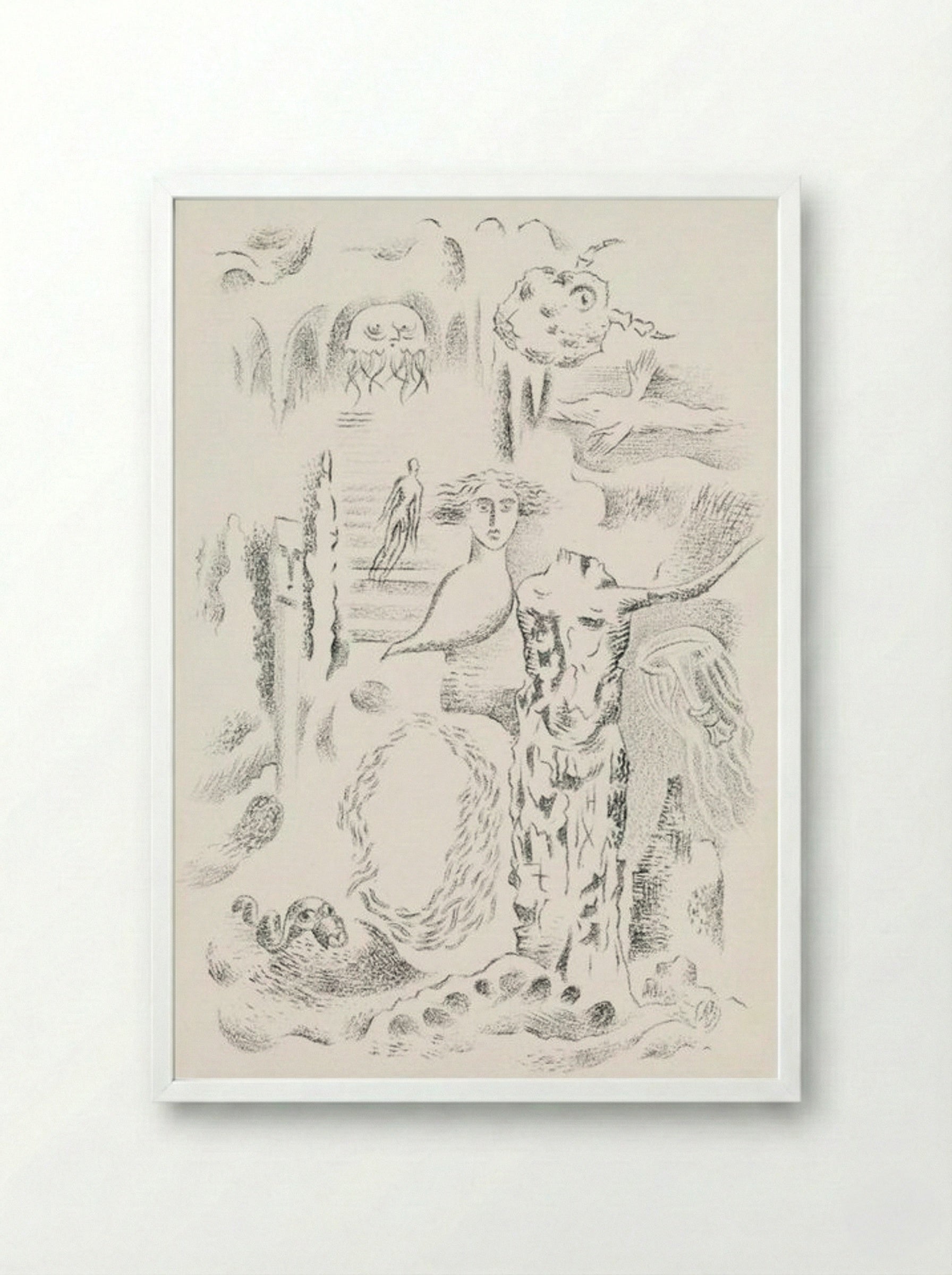 Design for Urne Buriall – Ghosts - Paul Nash - Framed Print White