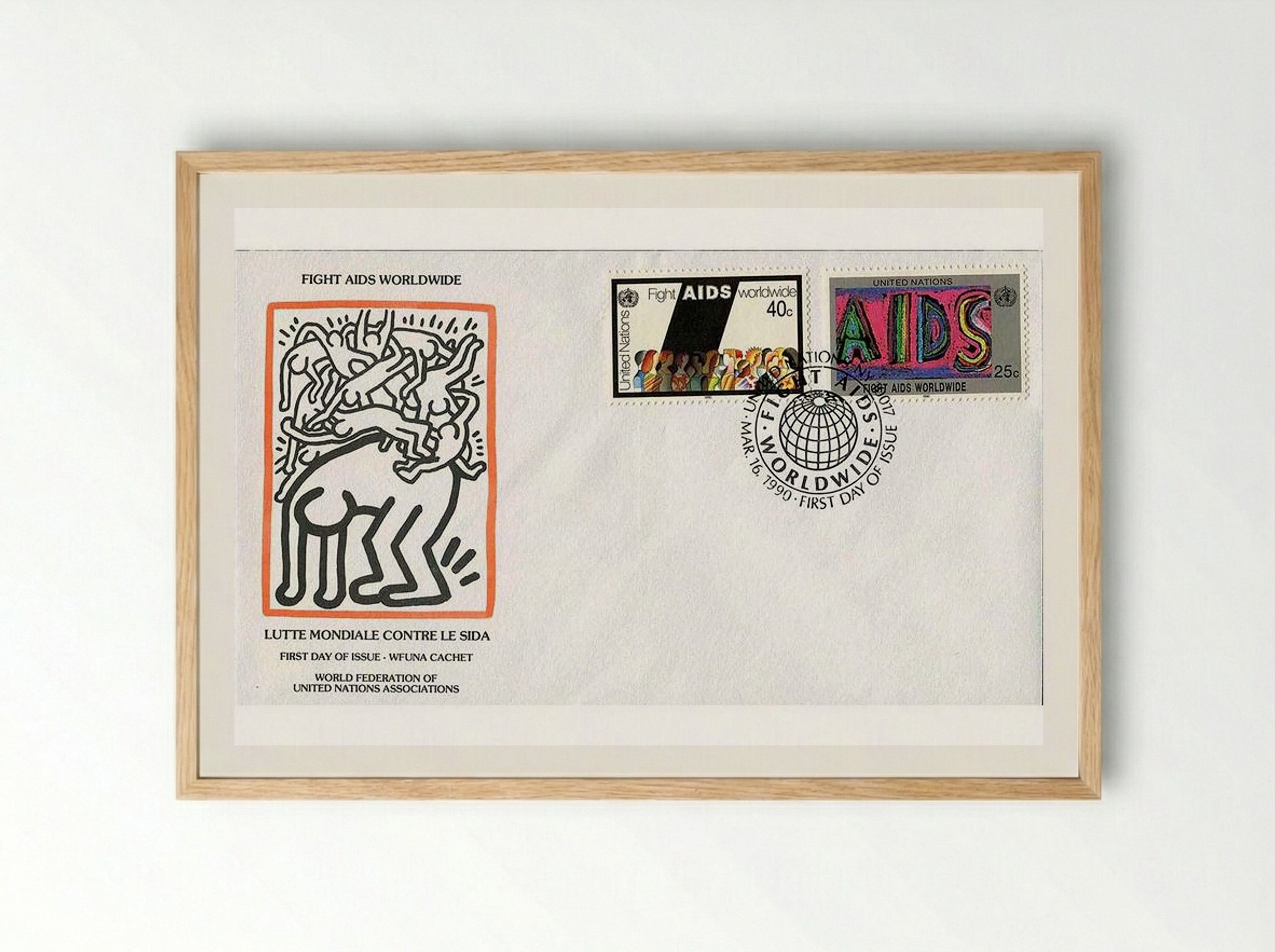 Fight Aids Worldwide - Keith Haring - Framed Print Wood