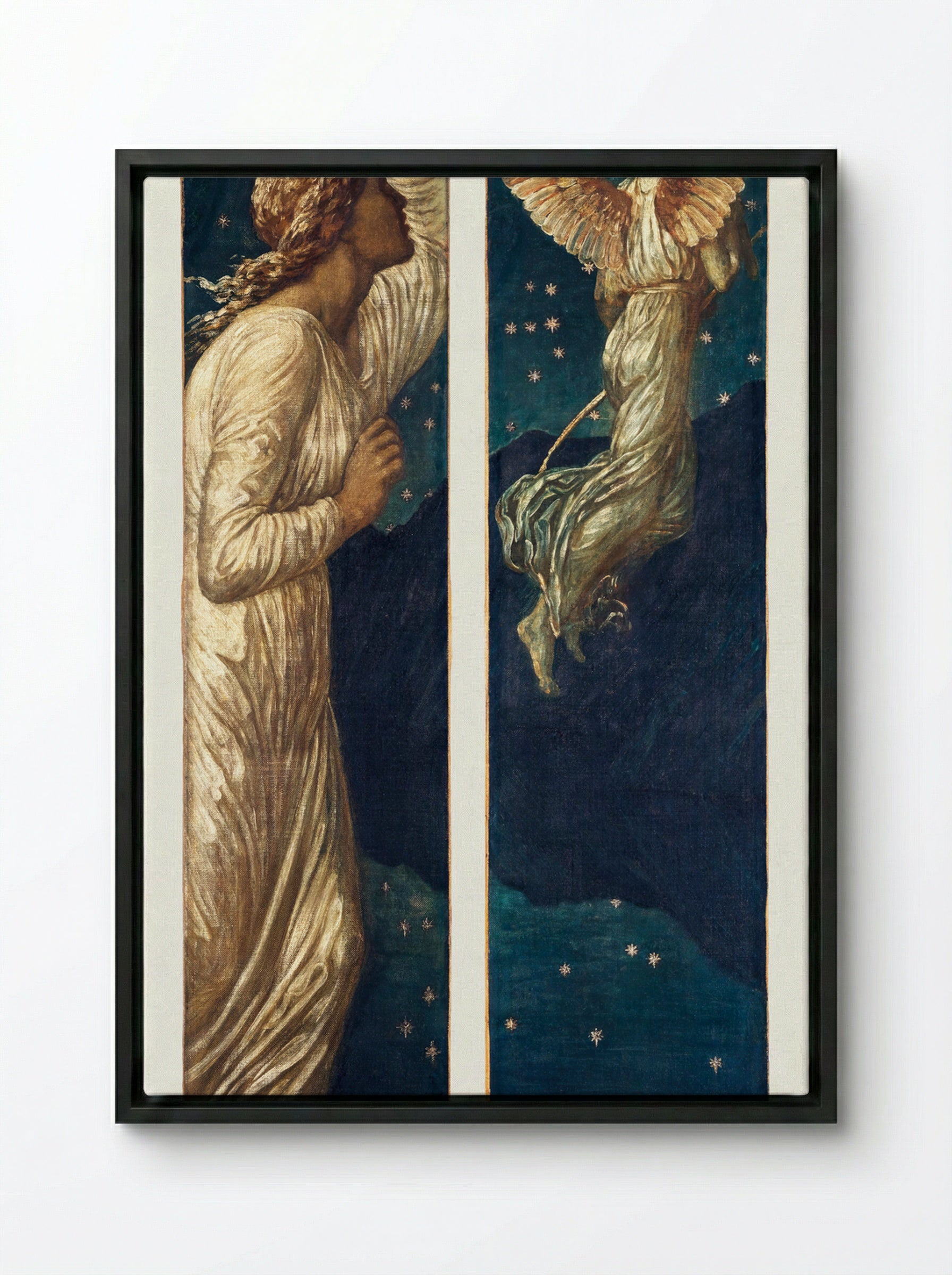 Cupid Flying Away from Psyche - Edward Burne-Jones - Framed Canvas Black