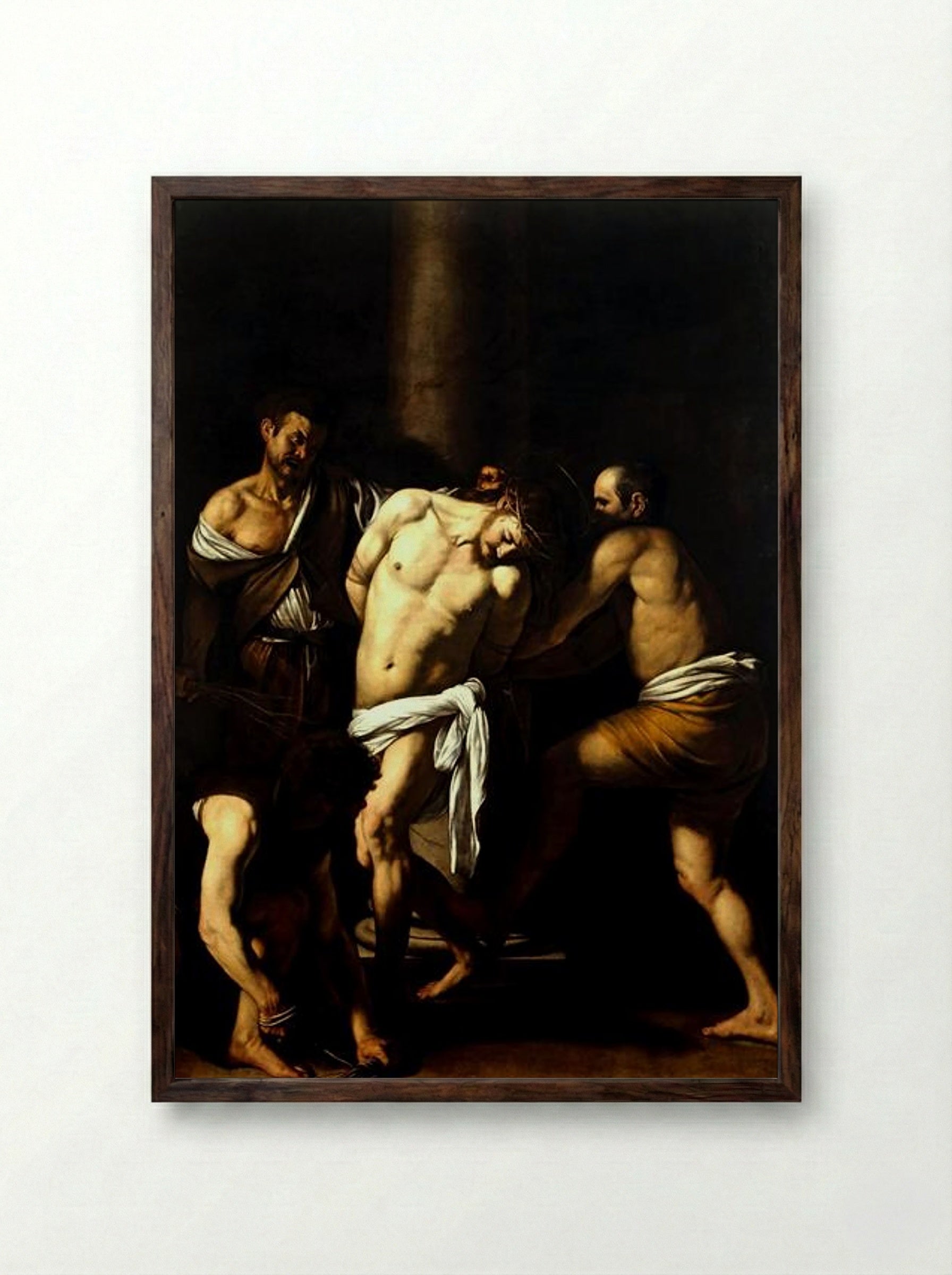 The Flagellation of Christ - Caravaggio - Framed Print Dark Wood