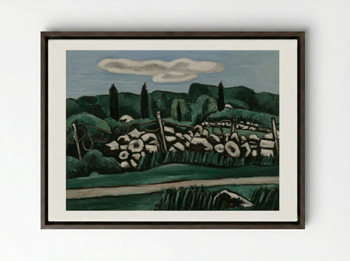 The Last Stone Walls, Dogtown - Marsden Hartley - Framed Canvas Dark Wood