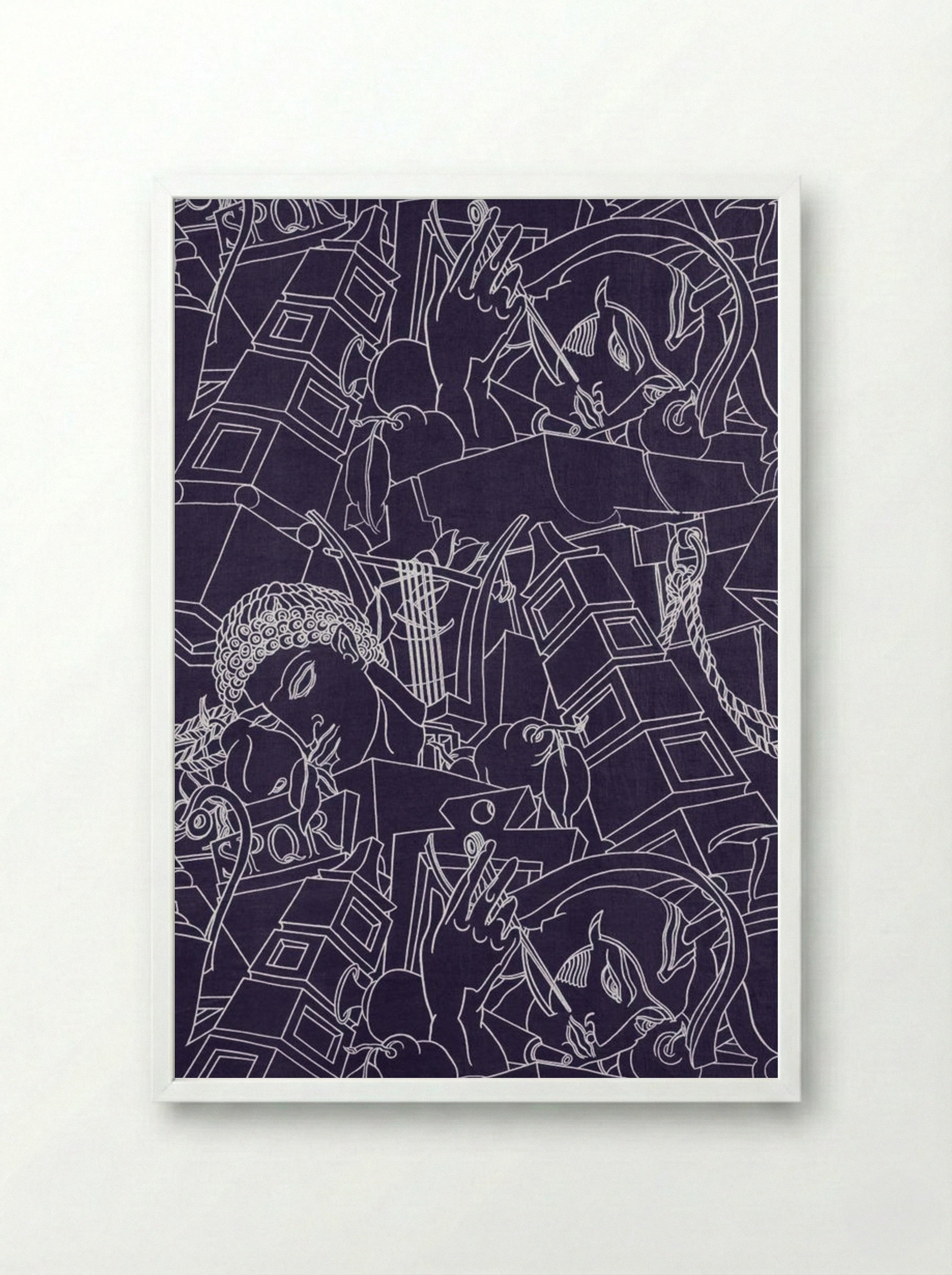 SPQR (Textile Design) - Victor Proetz - Framed Print White