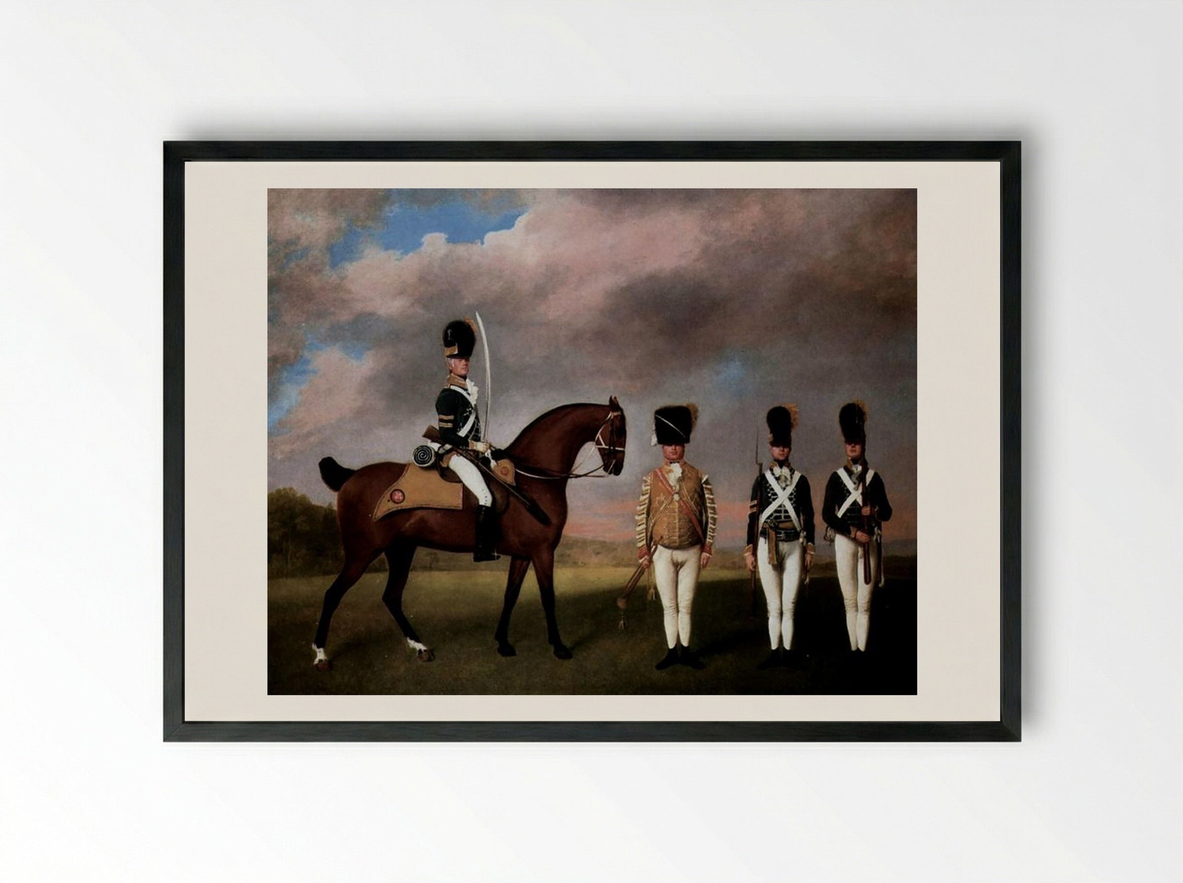 Soldiers of the 10th Dragoon Regiment - George Stubbs - Framed Print Black