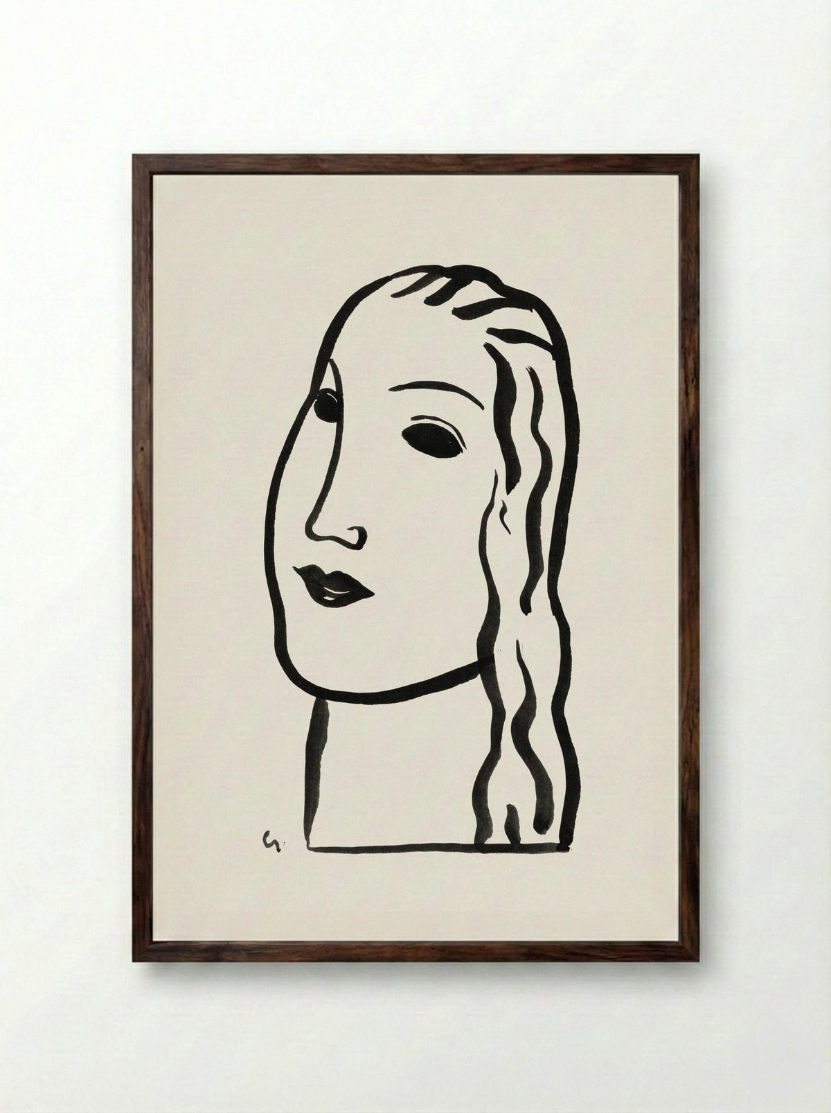 Woman's Head - Leo Gestel - Framed Print Dark Wood