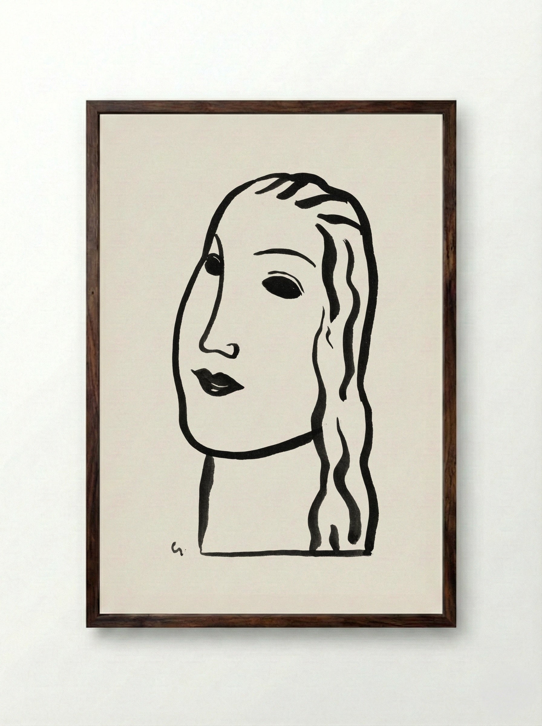 Woman's Head - Leo Gestel - Framed Print Dark Wood
