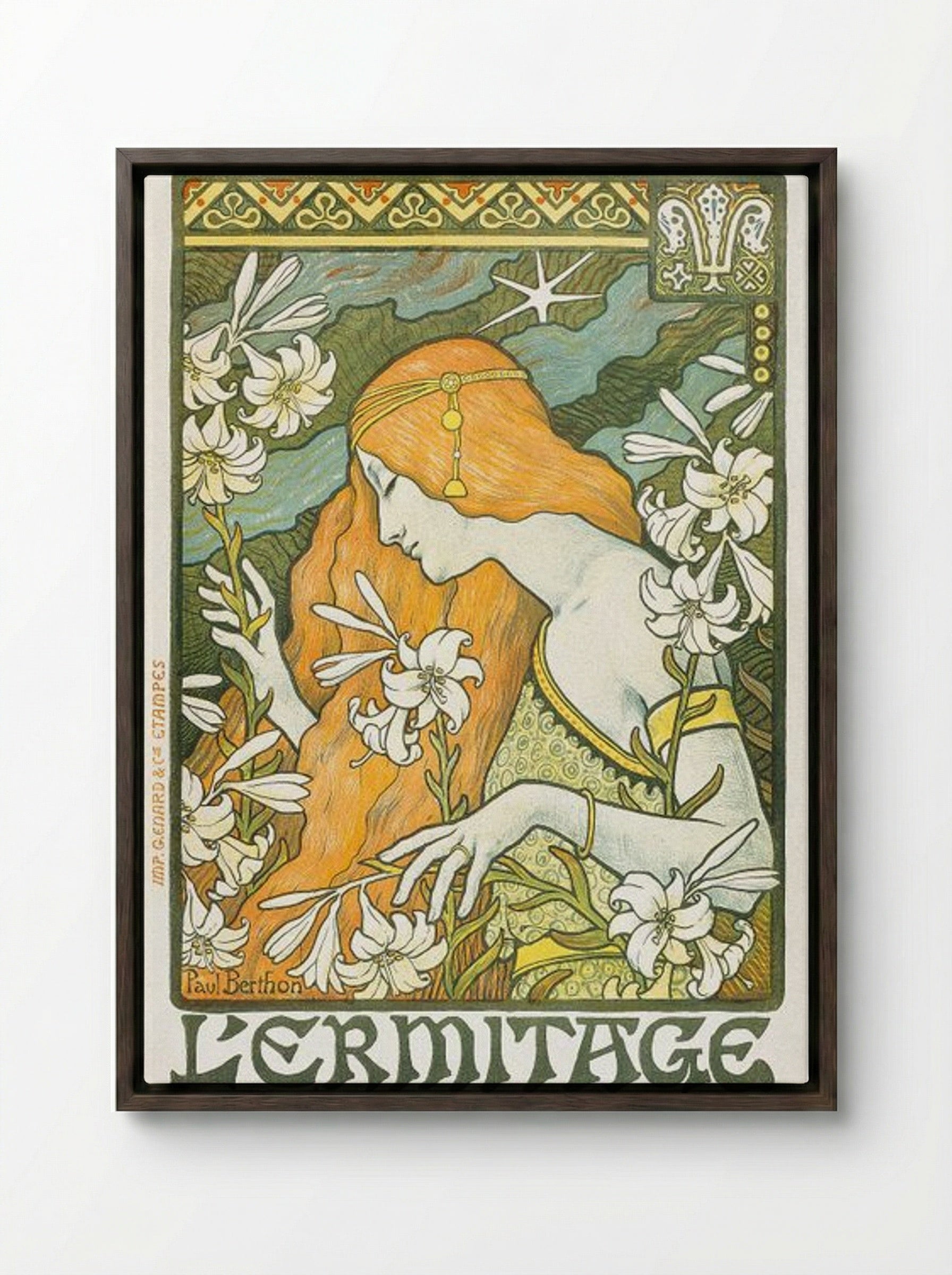 L'Ermitage - Paul Berthon - Framed Canvas Dark Wood