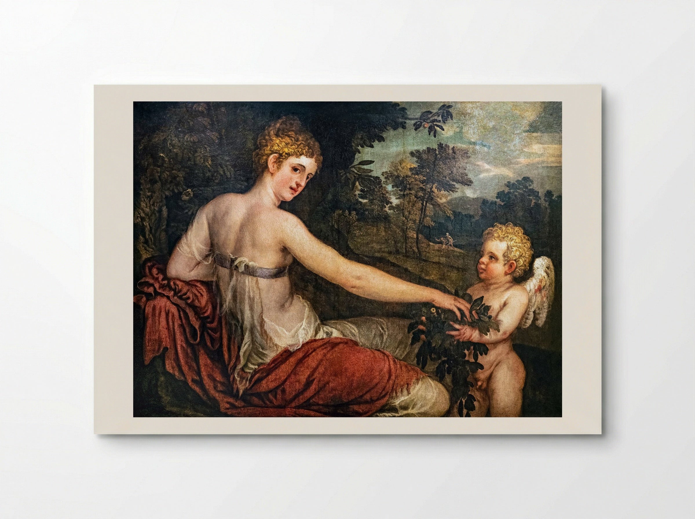 Flora with Cupid in a Landscape - Lambert Sustris - Poster