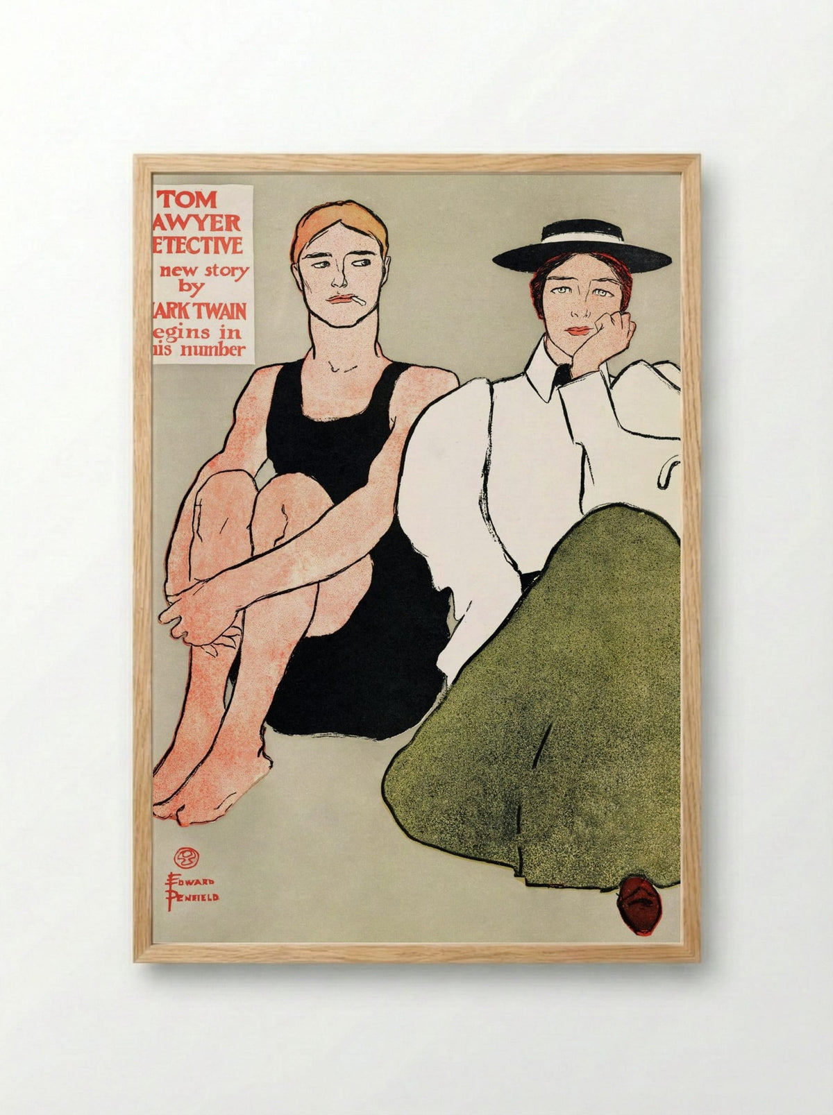 Two Seated Women - Edward Penfield - Framed Print Wood