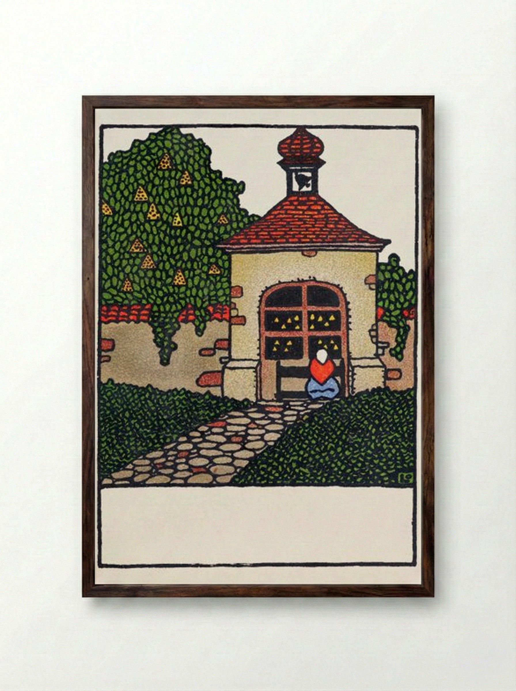 Easter Card with Chapel - Otto Friedrich Carl Lendecke - Framed Print Dark Wood