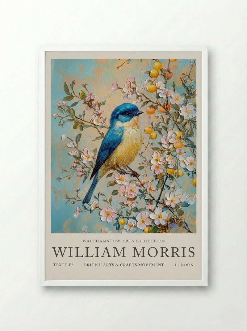 Blue Tit Beauty - William Morris - Framed Print White