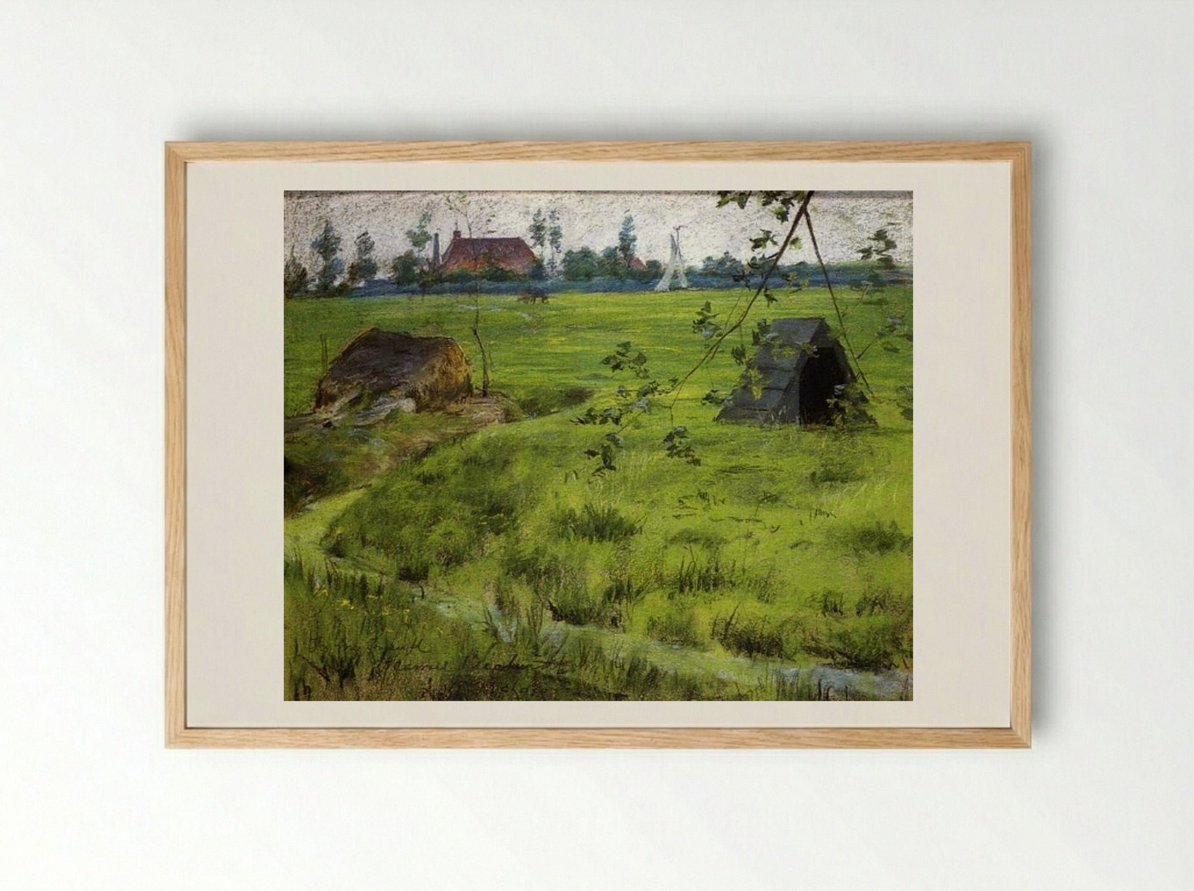 A Bit of Holland Meadows (aka A Bit of Green in Holland) - William Merritt Chase - Framed Print Wood
