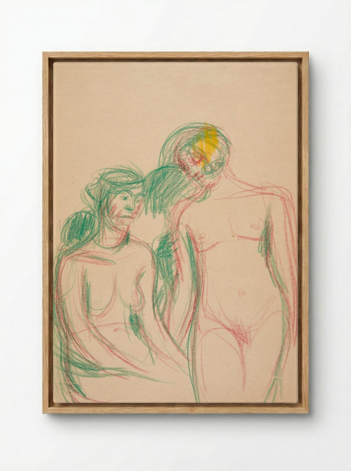 A Seated and a Standing Female Model - Harald Giersing - Framed Canvas Wood