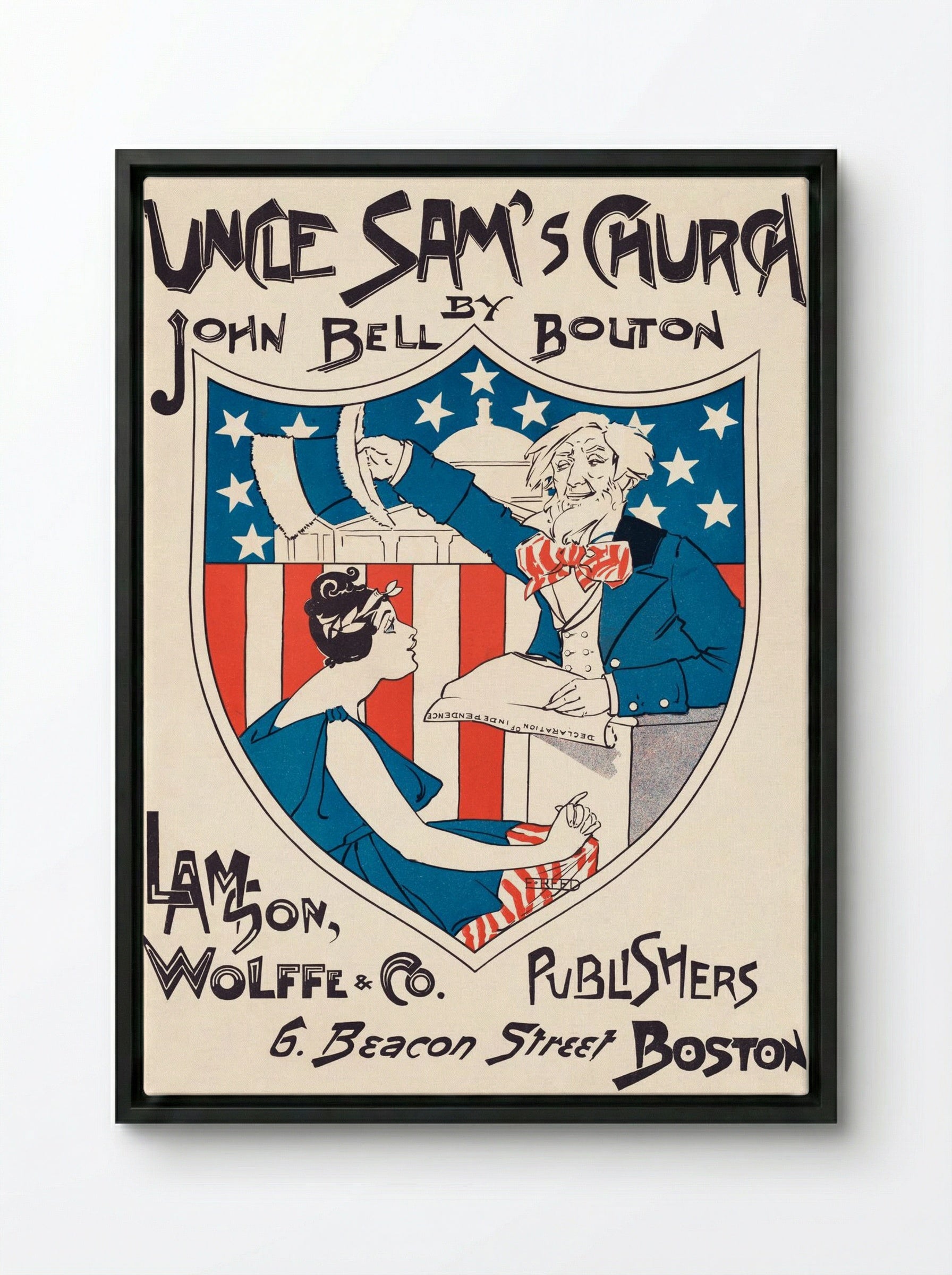 Uncle Sam's Church - Ethel Reed - Framed Canvas Black