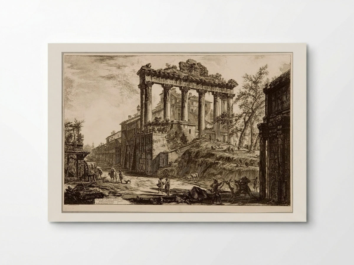 The Temple of Saturn, with a Corner of the Arch of Septimius Severus in the Background - Giovanni Battista Piranesi - Poster