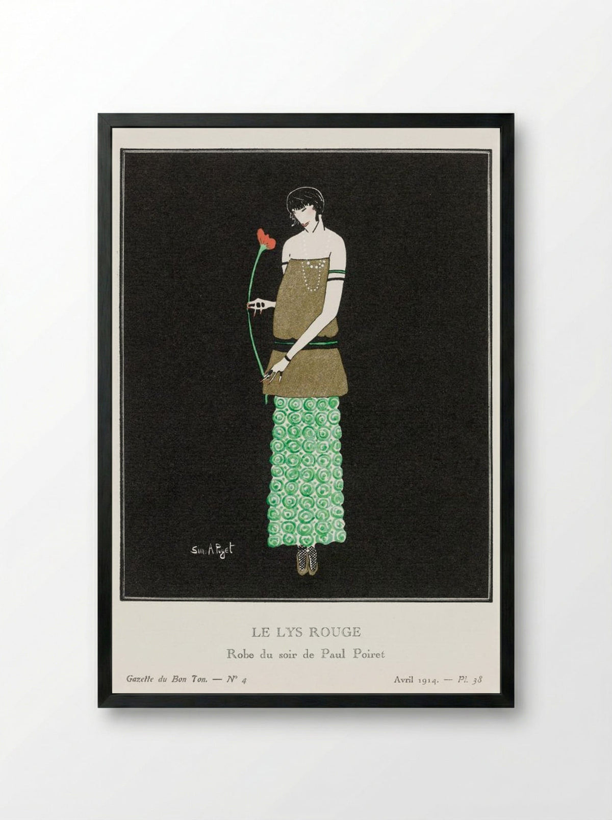 Le Lys Rouge, Robe du Soir de Paul Poiret - Simone A. Puget - Framed Print Black