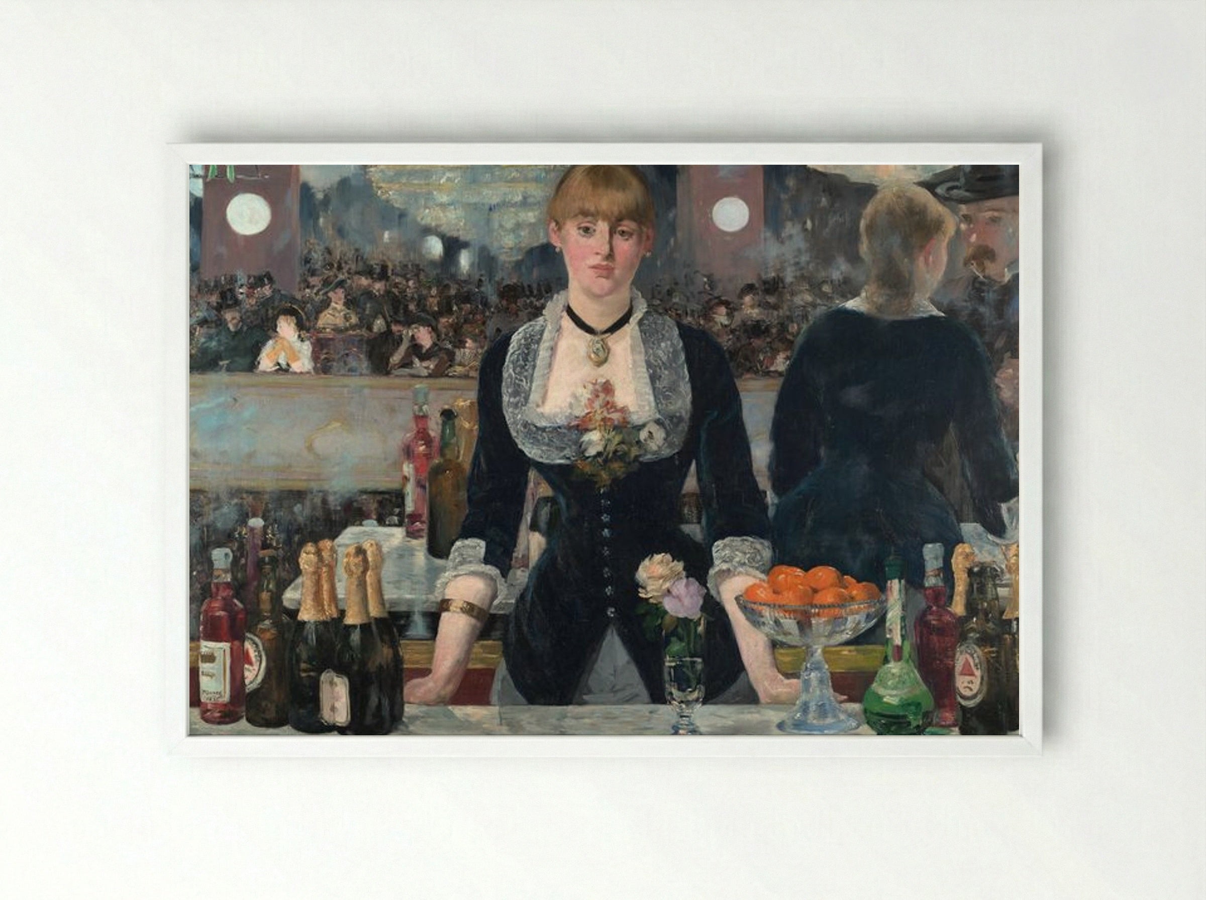 A Bar at the Folies-Bergère - Édouard Manet - Framed Print White