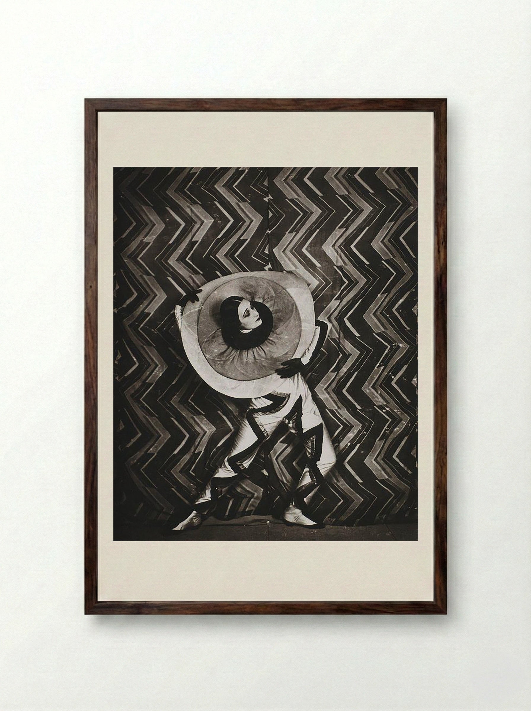 Wearing the Pierrot-Éclair Costume - Sonia Delaunay - Framed Print Dark Wood