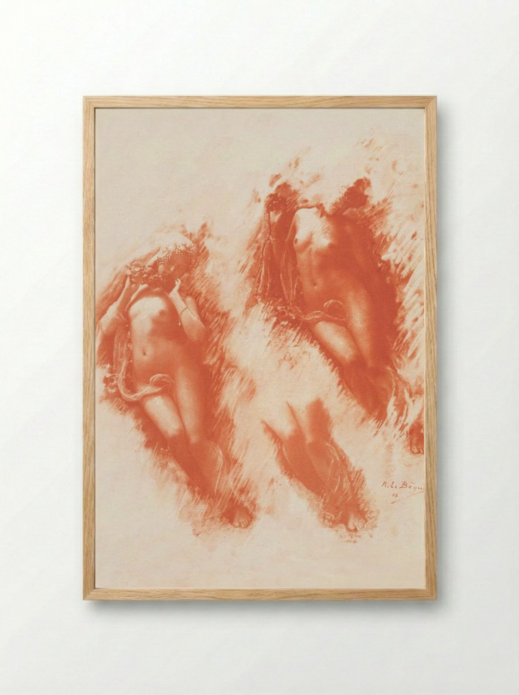 Study of Nude Women (Sanguine Chalk) - René Le Bègue - Framed Print Wood