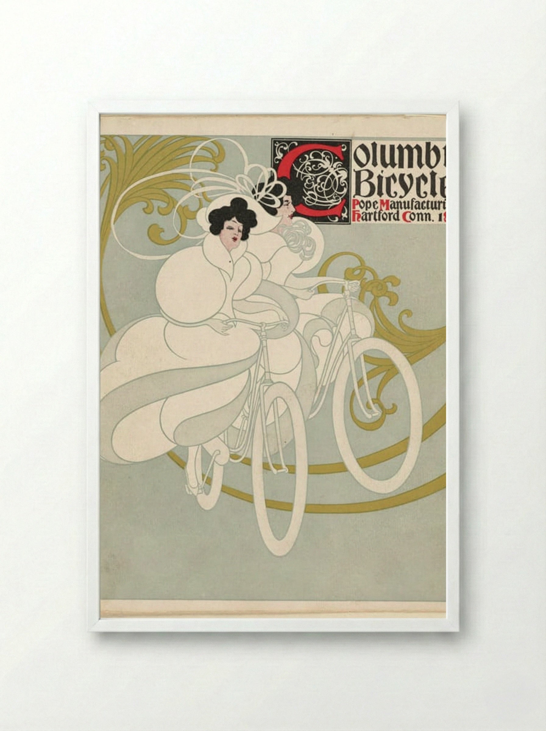 Columbia Bicycles, Pope Manufacturing Co., Hartford, Conn. - Will H. Bradley - Framed Print White