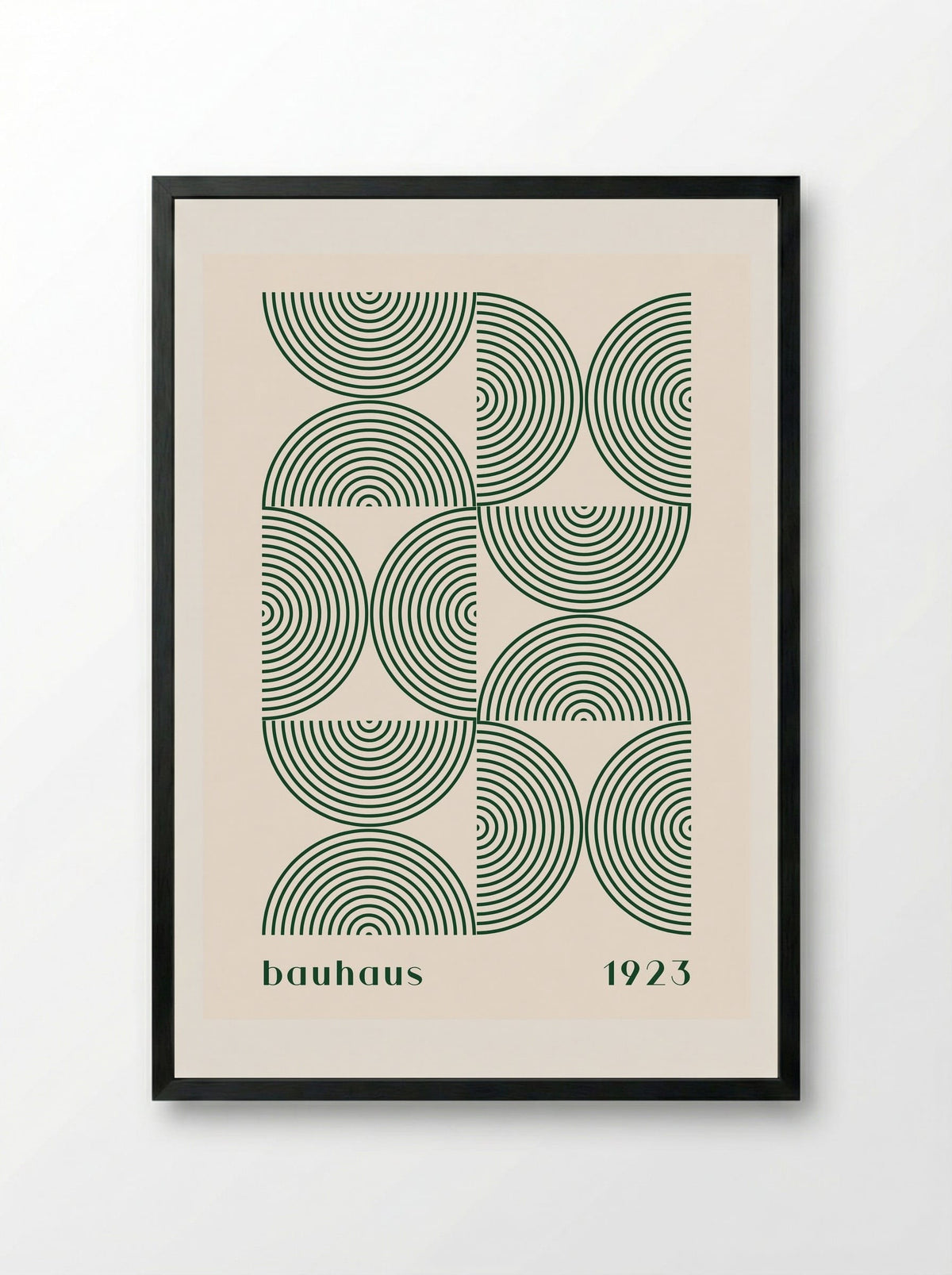 Bauhaus Halves & Lines – Green and Cream (1923) - Framed Print Black