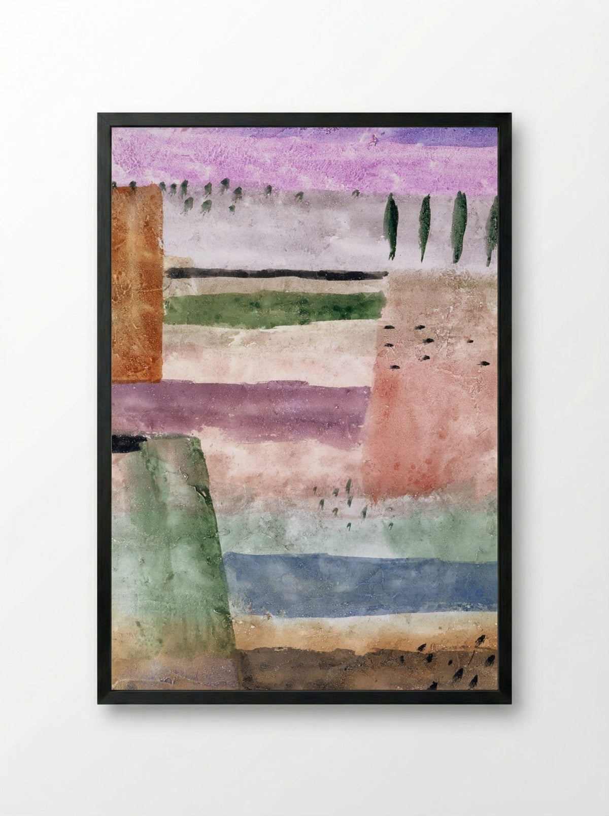 Landscape with Poplars - Paul Klee - Framed Print Black