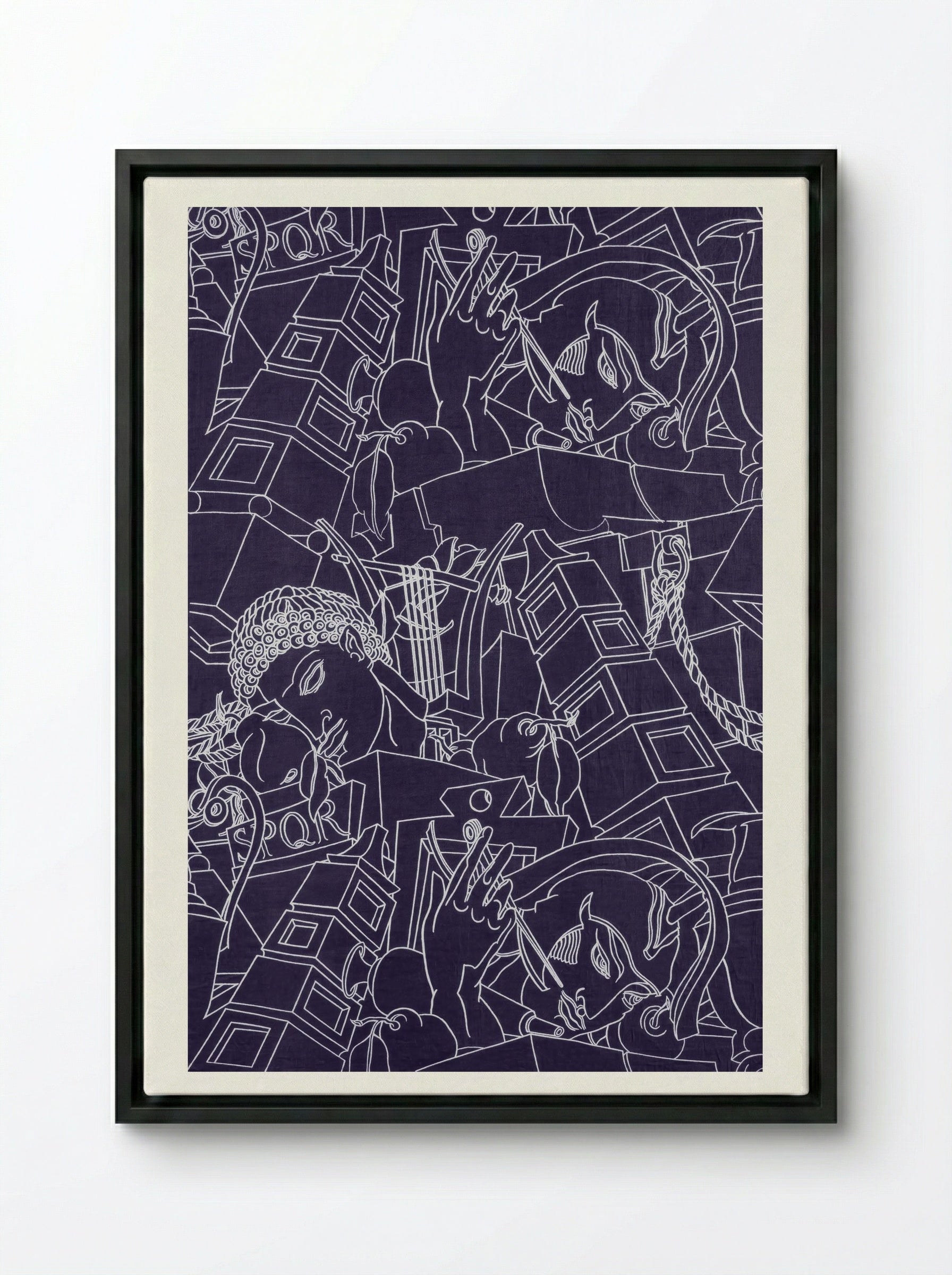 SPQR (Textile Design) - Victor Proetz - Framed Canvas Black