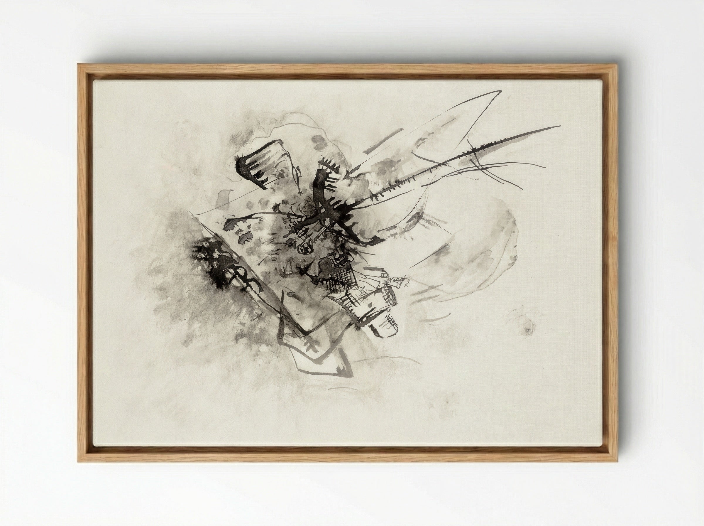 Untitled (Abstract Composition, Ink on Paper) - Wassily Kandinsky - Framed Canvas Wood