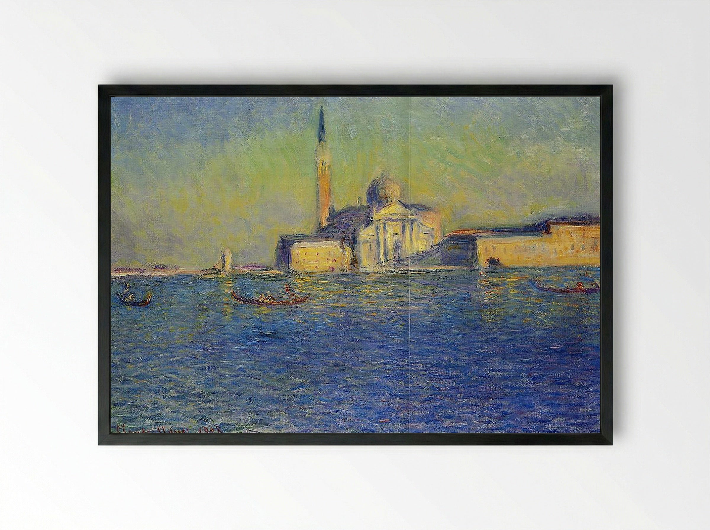 San Giorgio Maggiore at Dusk - Claude Monet - Framed Print Black