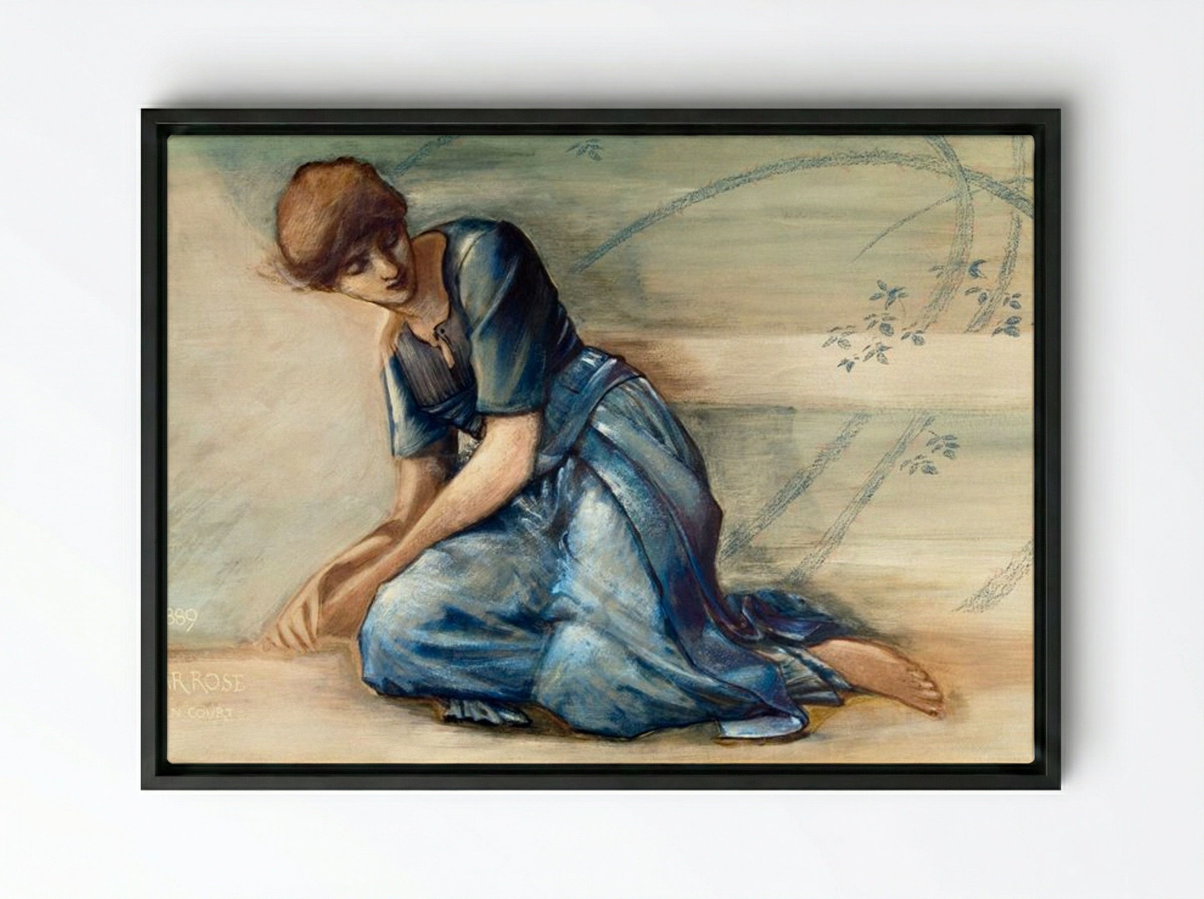 Study for 'The Garden Court' from The Briar Rose Series - Edward Burne-Jones - Framed Canvas Black