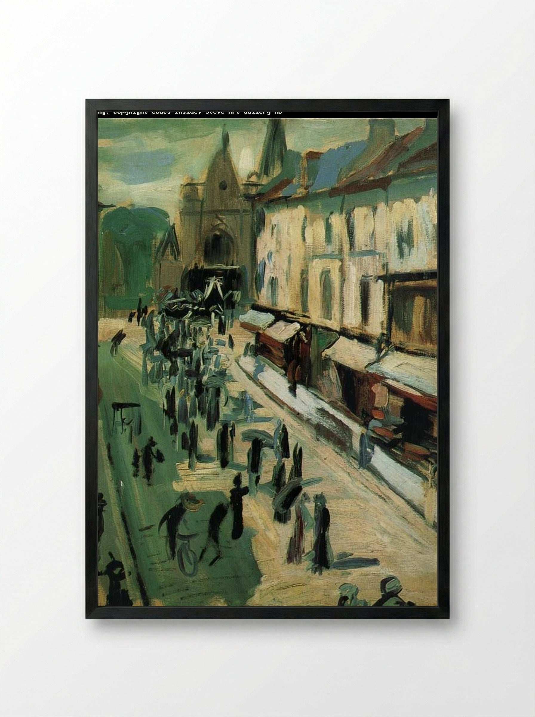 Funeral Procession in a Town Square - Fine Art Print - Framed Print Black